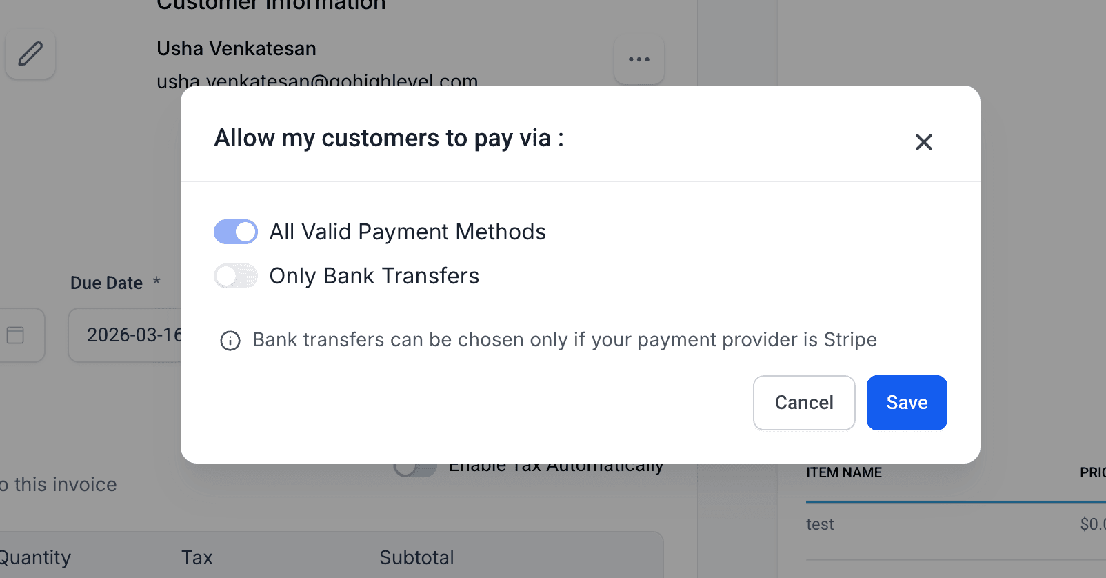 Schermata 4 — Pagamenti automatici nei template ricorrenti