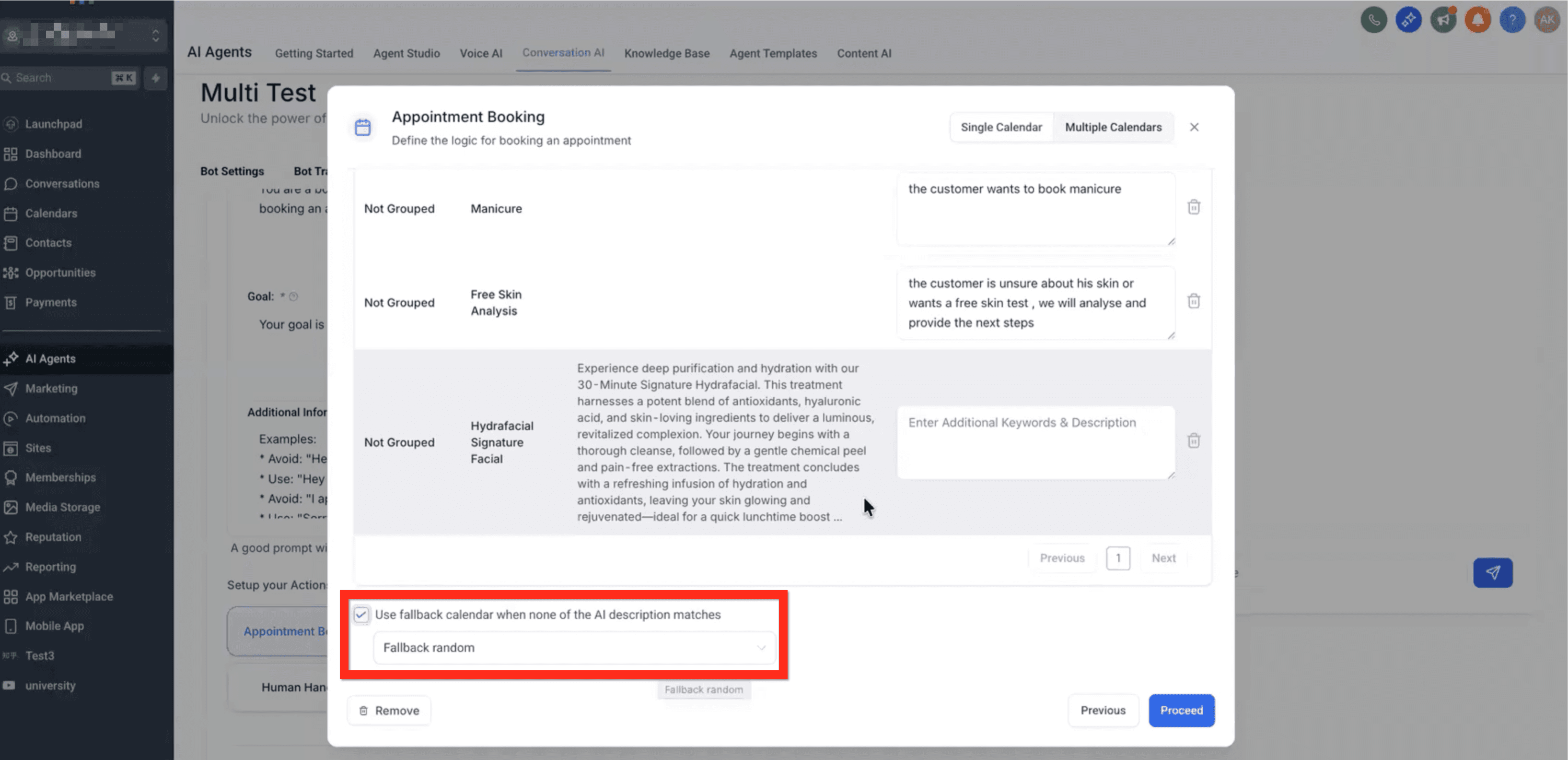 Schermata 5 — Guida alla Configurazione di Prenotazione Multi-Calendario per Conversation AI