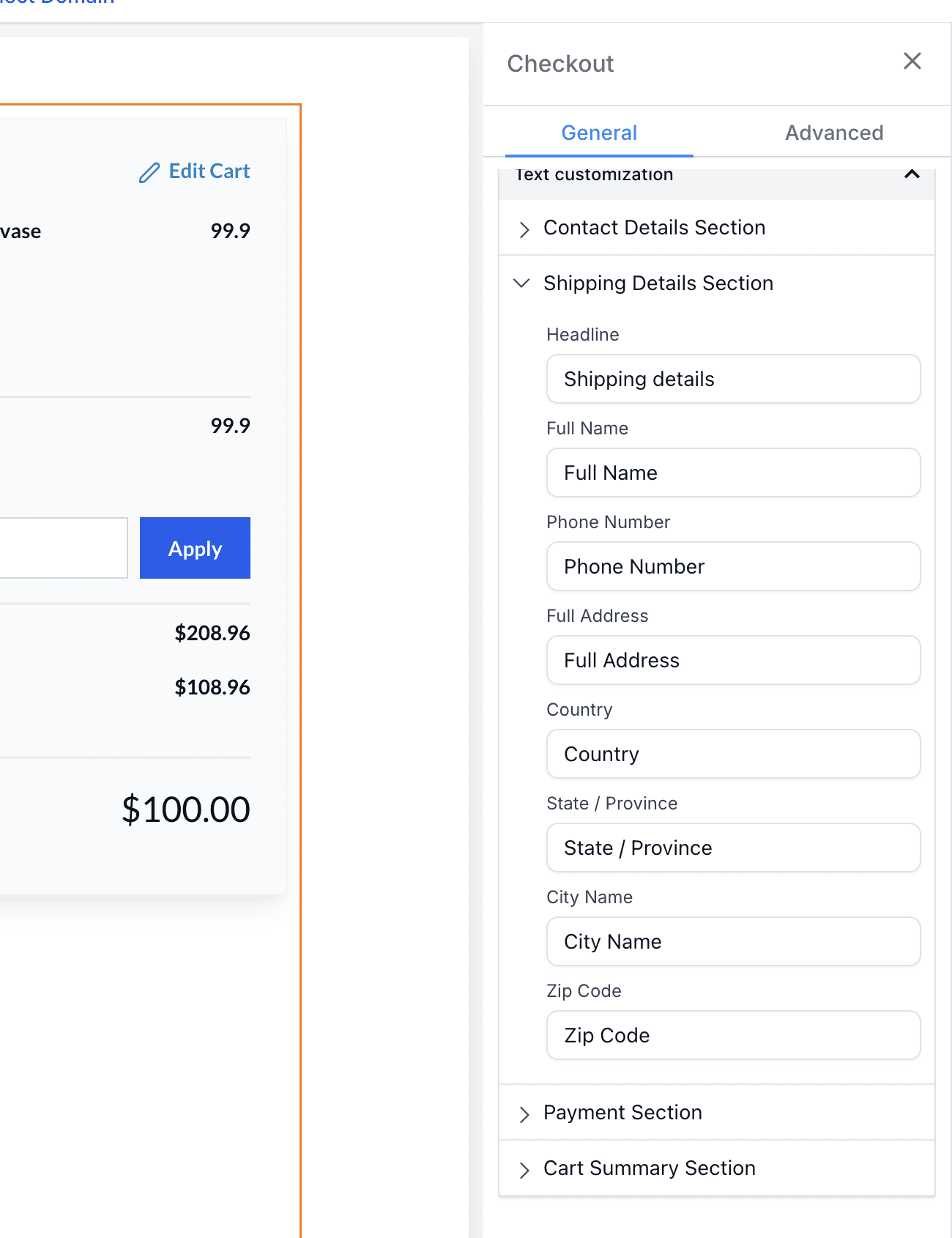 Schermata 2 — Personalizzazione del testo negli store eCommerce