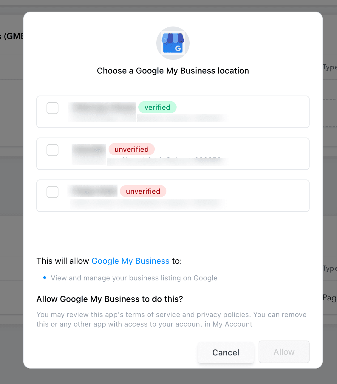 Schermata 6 — Come collegare la tua posizione Google My Business