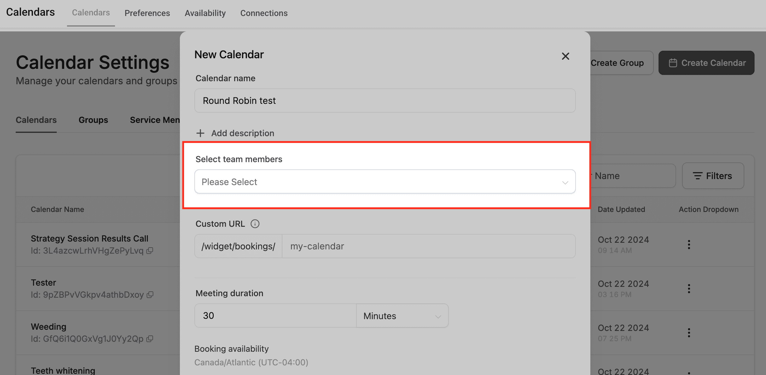 Schermata 4 — Calendari Round Robin: Configurazione, Distribuzione e Disponibilità