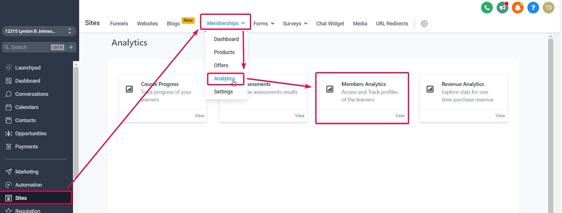 Schermata 1 — Come usare Member Analytics nelle Membership?