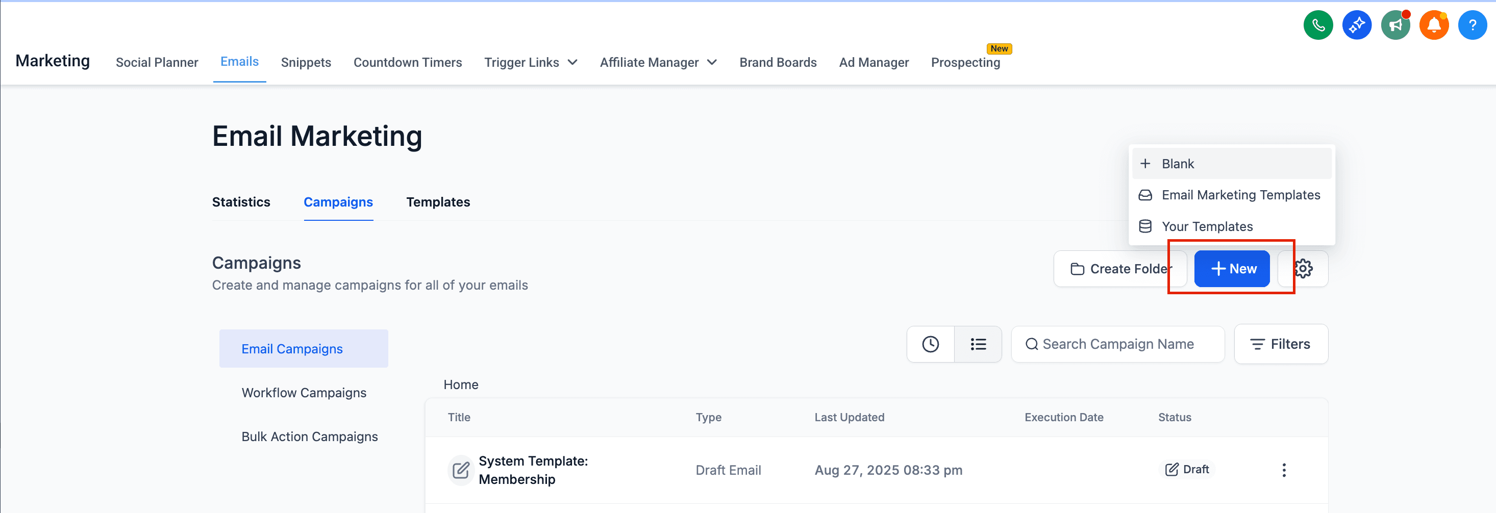 Schermata 2 — I diversi elementi dell'Email Builder