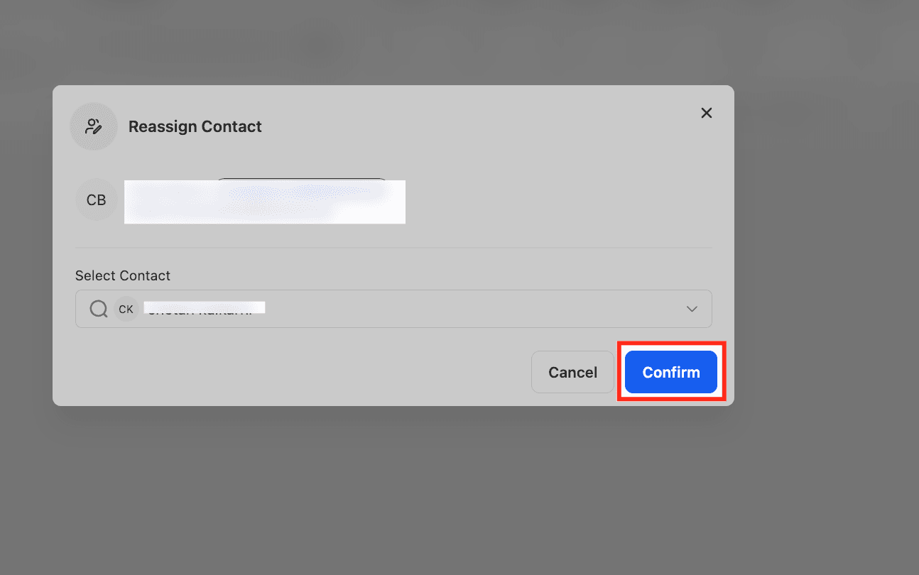 Schermata 5 — Riassegnazione dei Contatti CRM tra Affiliati