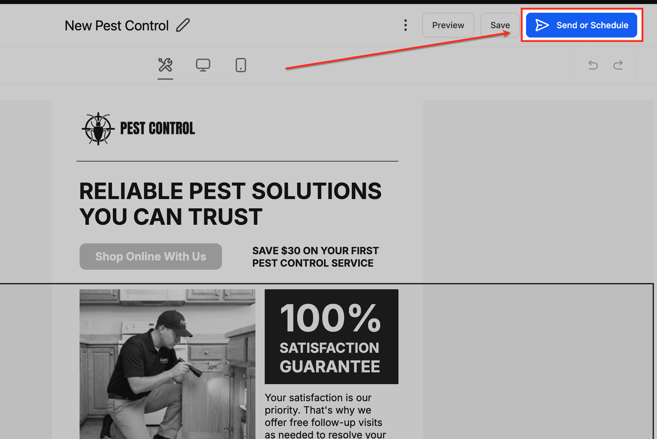 Reviewing campaign details before sending or scheduling