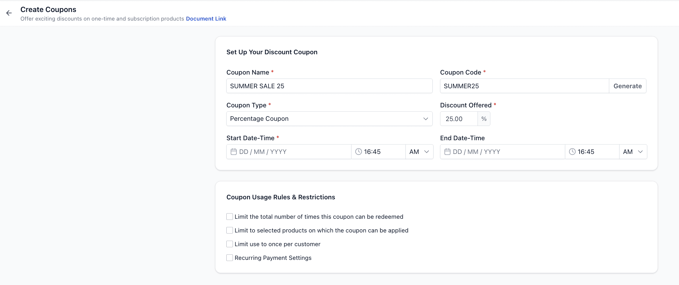 Schermata 4 — Introduzione ai Coupon