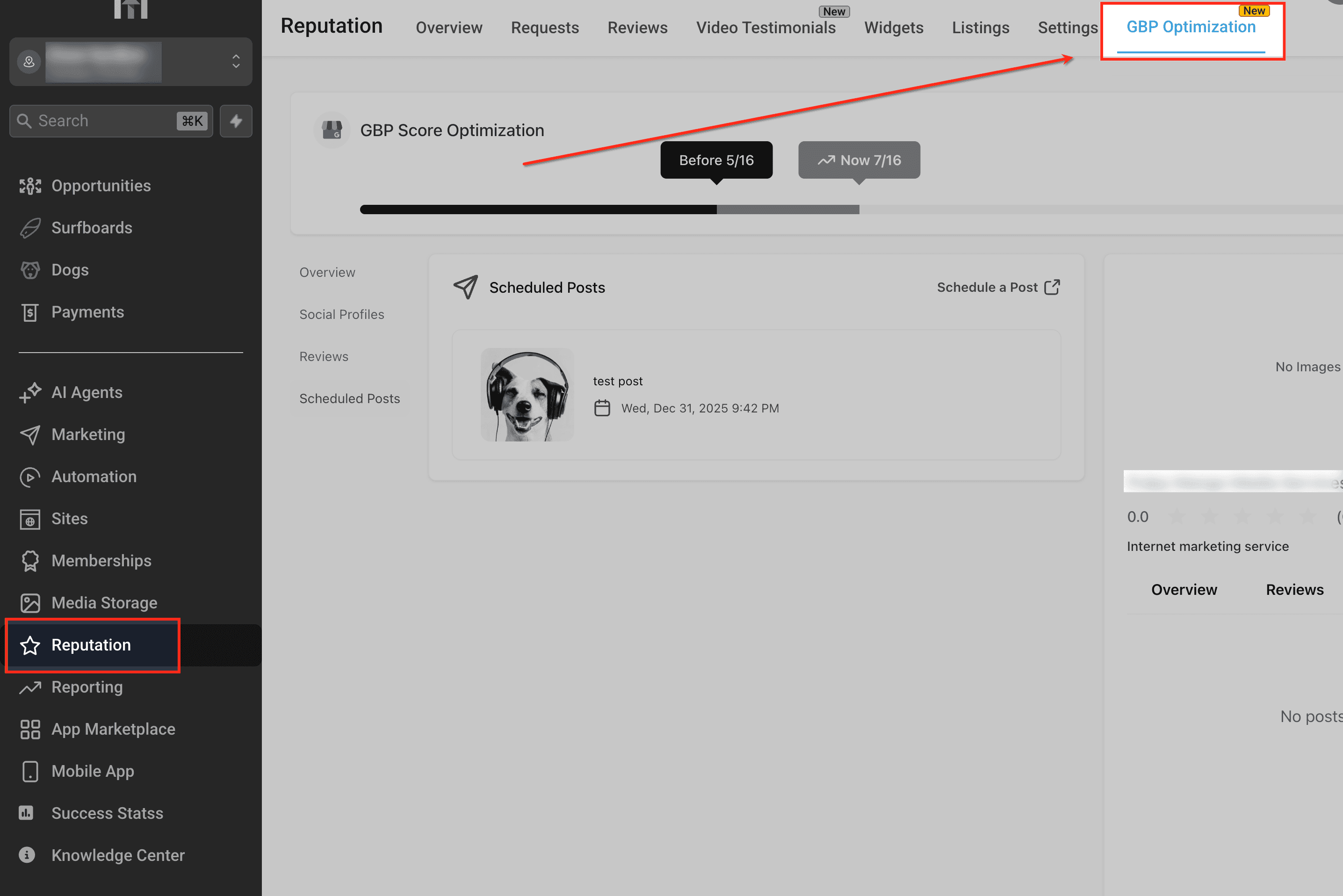 Schermata 1 — Programmatore di Post per Google Business Profile (GBP) in HITLEAD