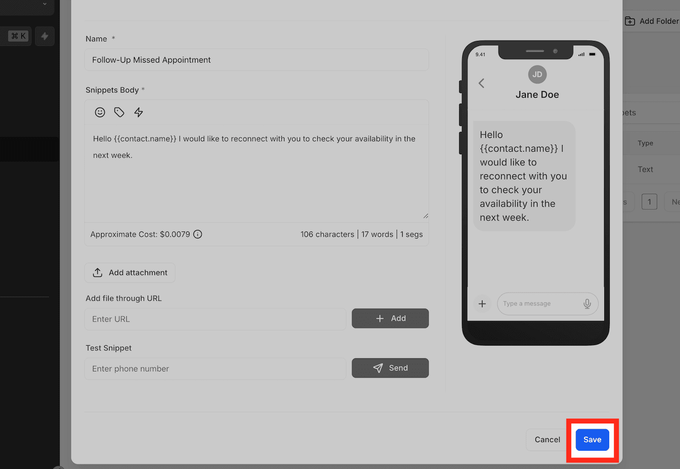 Schermata 8 — Conversazioni - Snippet