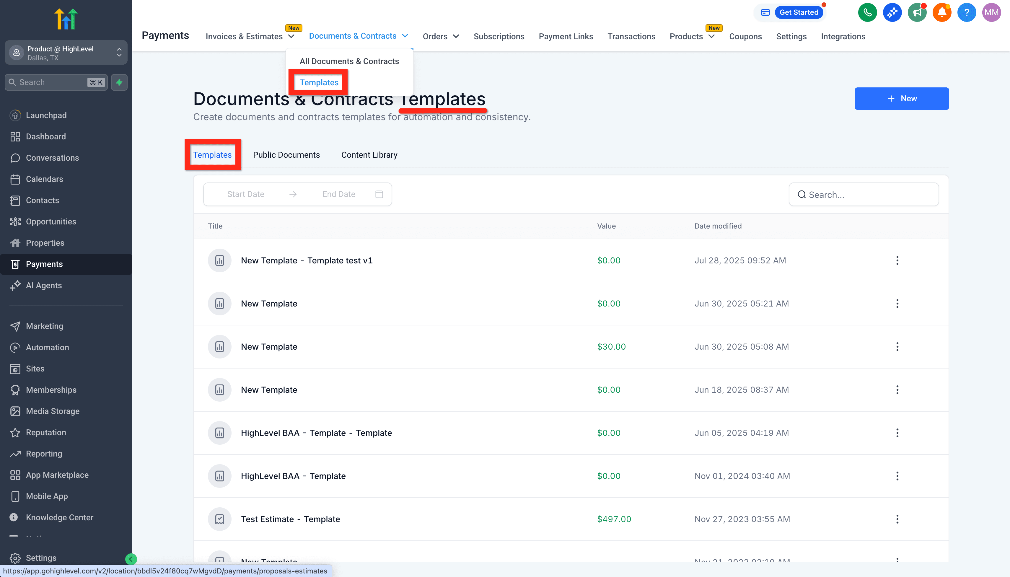 Schermata 12 — Template Documenti & Contratti con Valori Personalizzati delle Opportunità