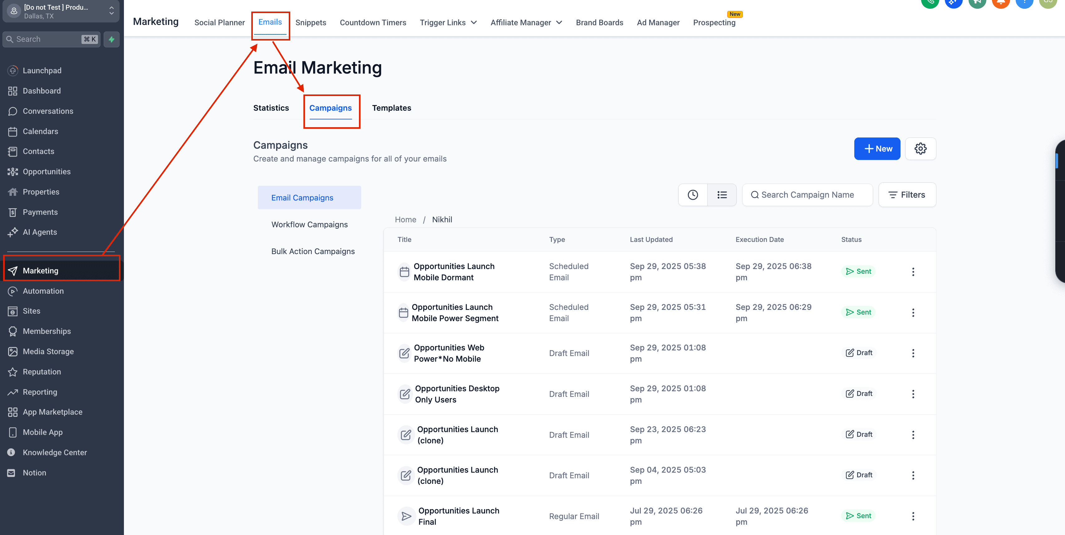 Schermata 2 — Performance dei Click nelle Statistiche Email