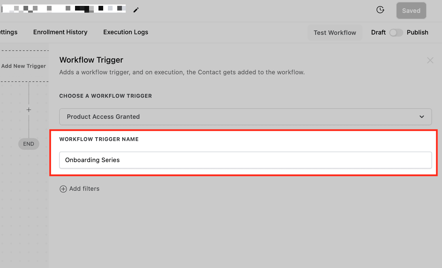 Schermata 2 — Workflow Trigger - Accesso al Prodotto Concesso