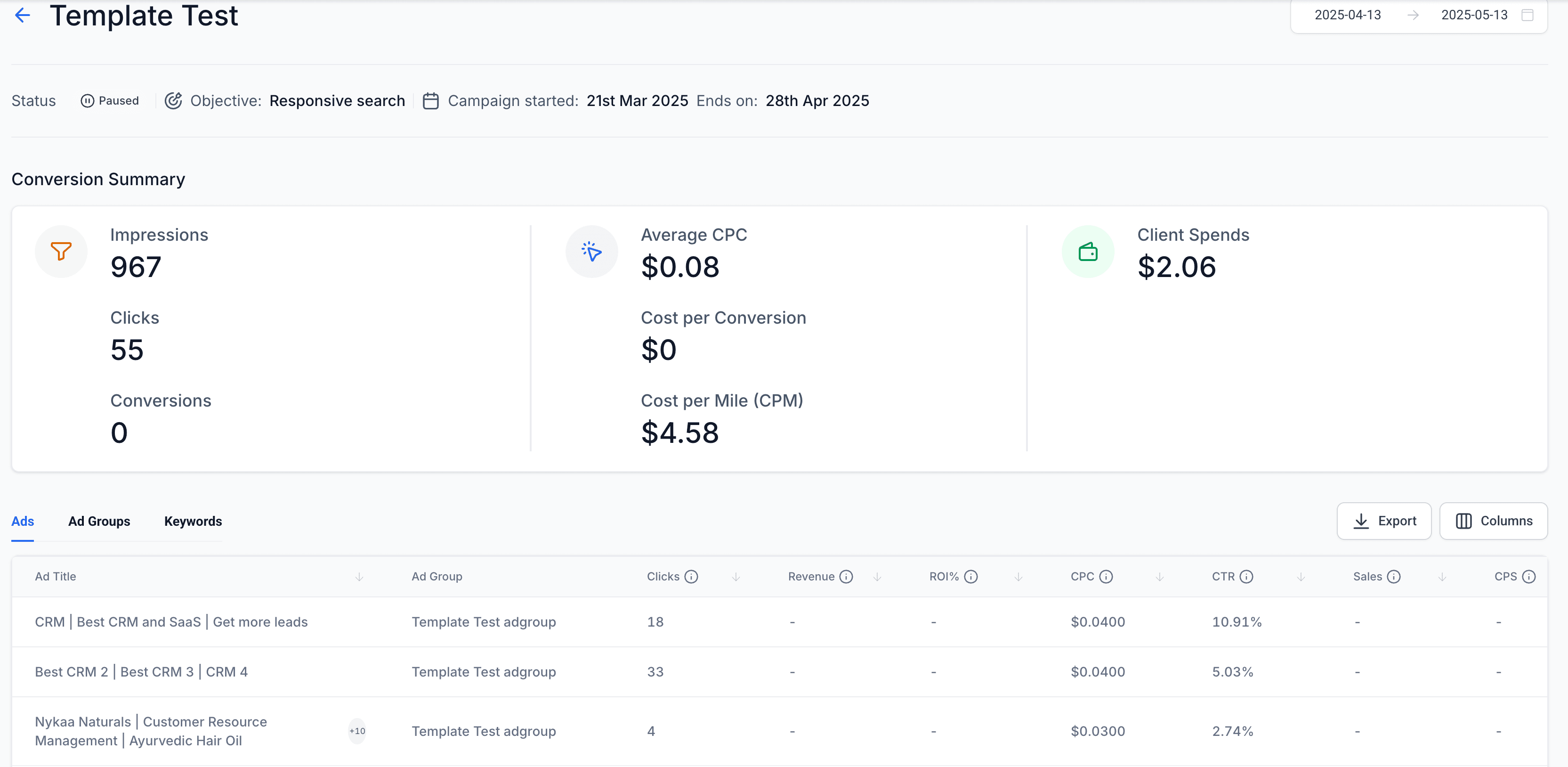 Schermata 5 — Come visualizzare le statistiche delle Campaign Google in Ad Manager