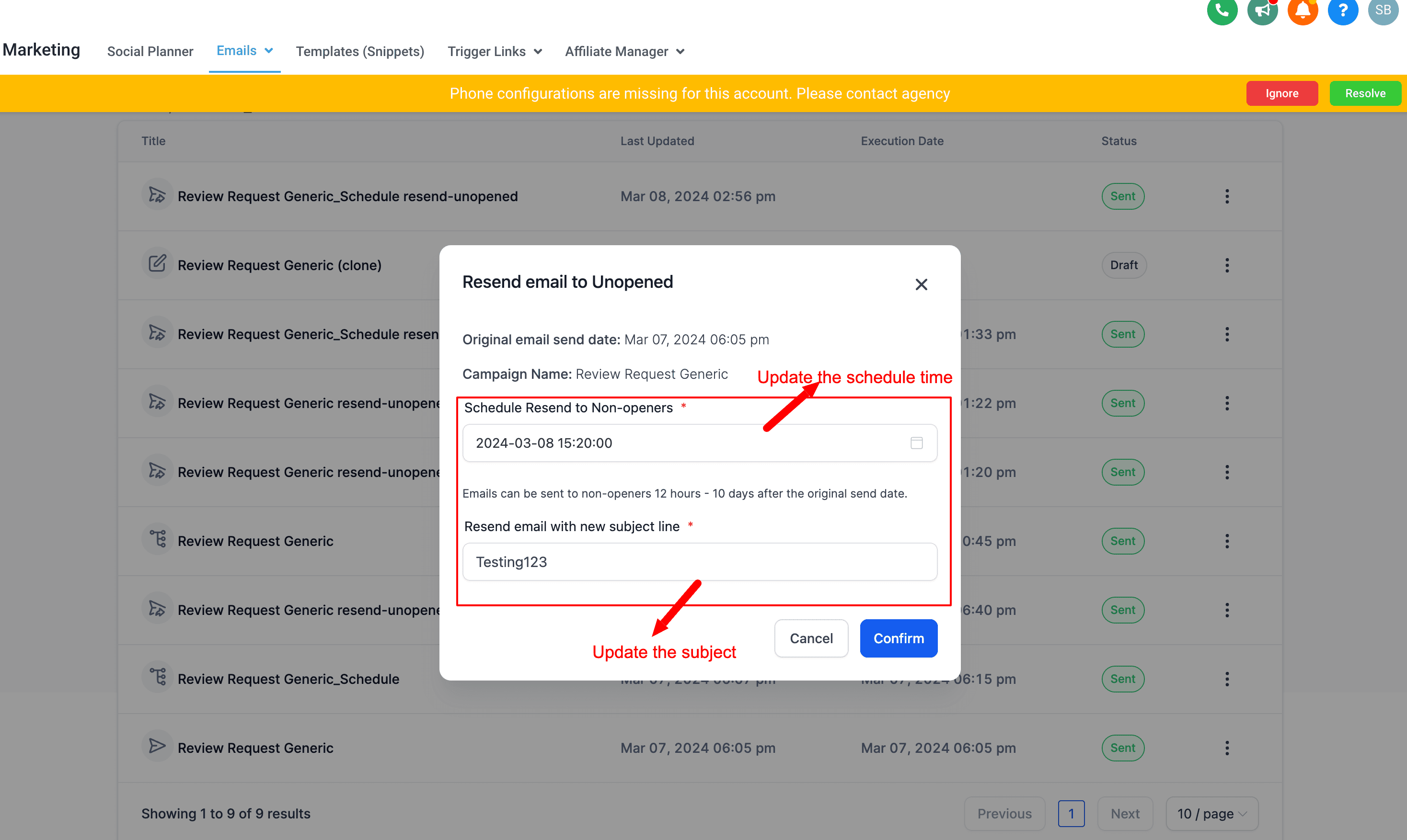 Schermata 3 — Reinvio ai non aperti: best practice e guida
