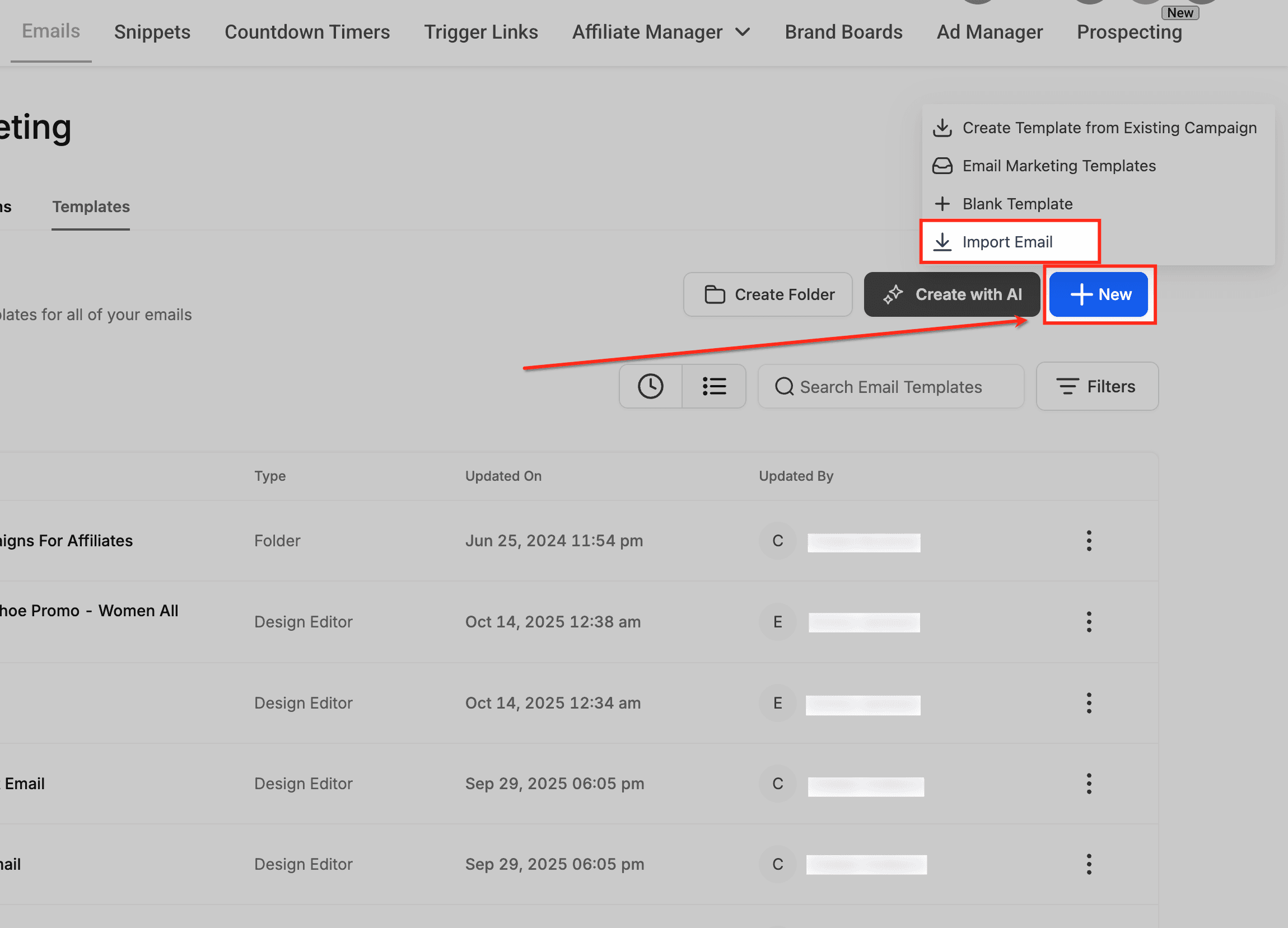 Schermata 2 — Importare e modificare template email Mailchimp nel Design Editor di HITLEAD