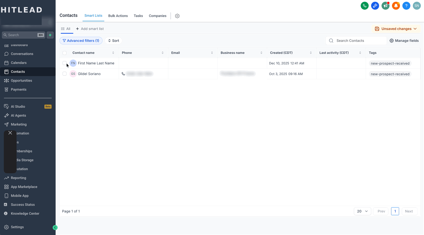 Schermata 4 — Come aggiungere Contatti in blocco a un Workflow