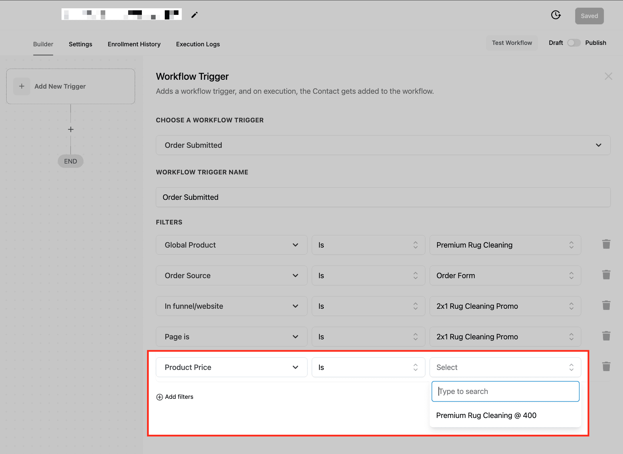 Schermata 10 — Workflow Trigger - Order Submitted