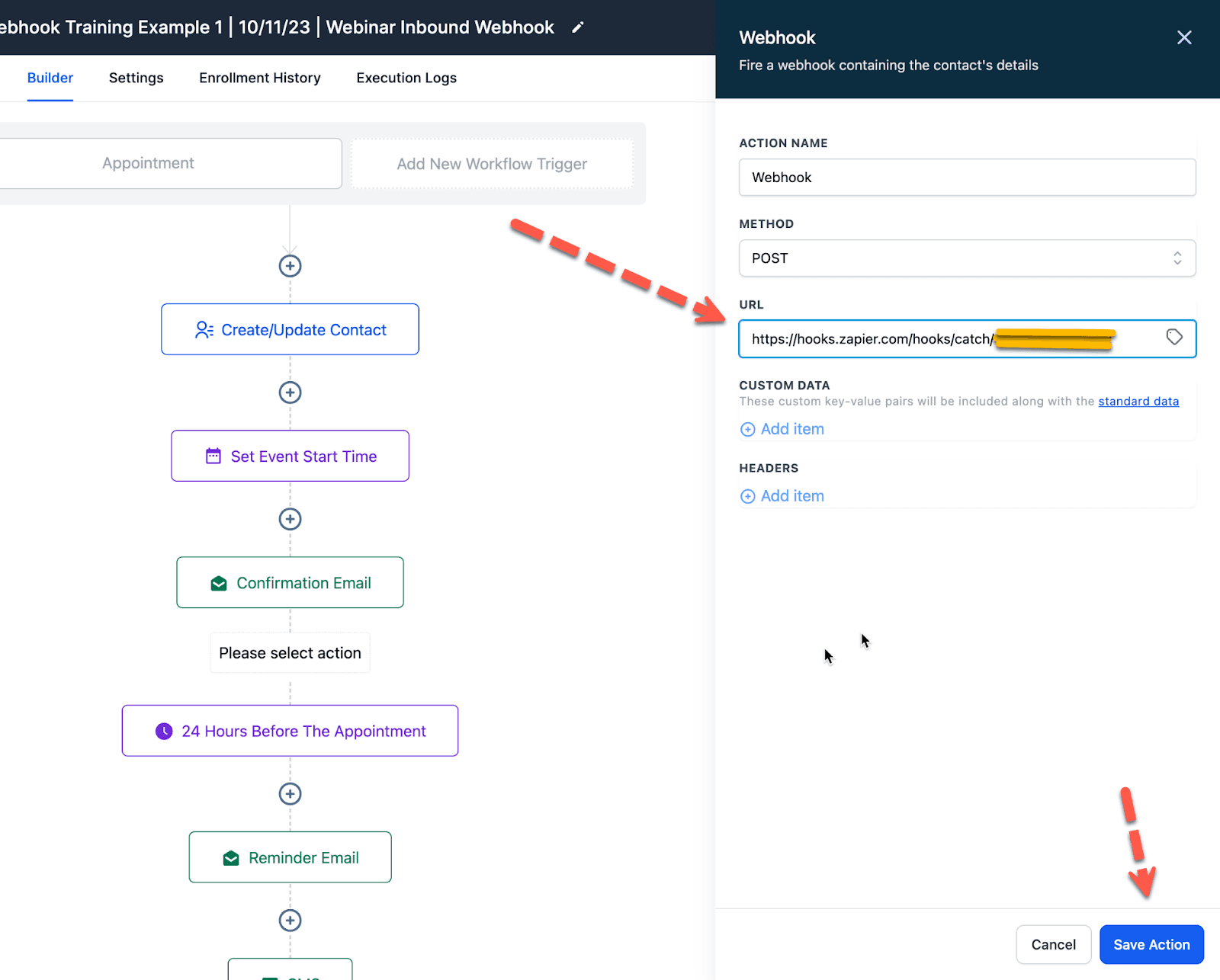 Schermata 13 — Come usare i Webhook in HITLEAD (Zapier)
