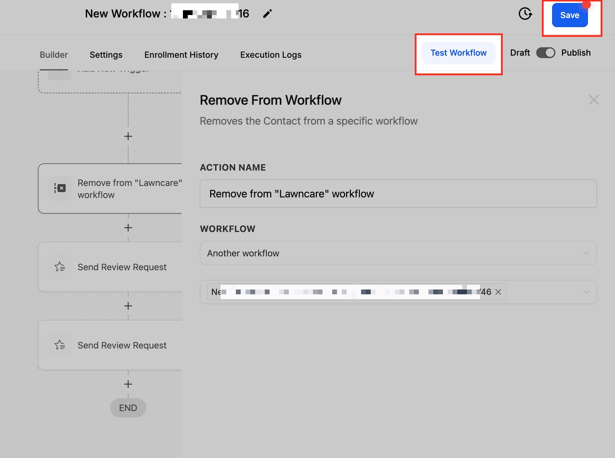 Schermata 8 — Azione Workflow - Aggiorna Campo Contatto