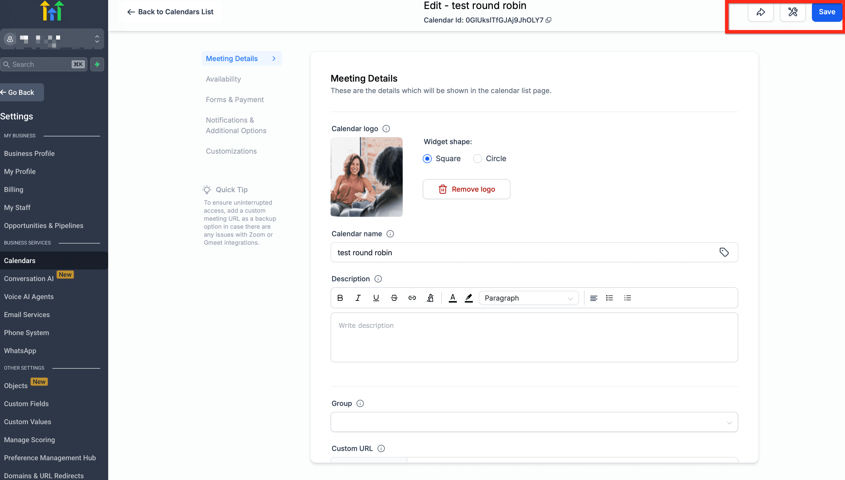 Schermata 14 — Per iniziare - Configura un Calendario di Prenotazione