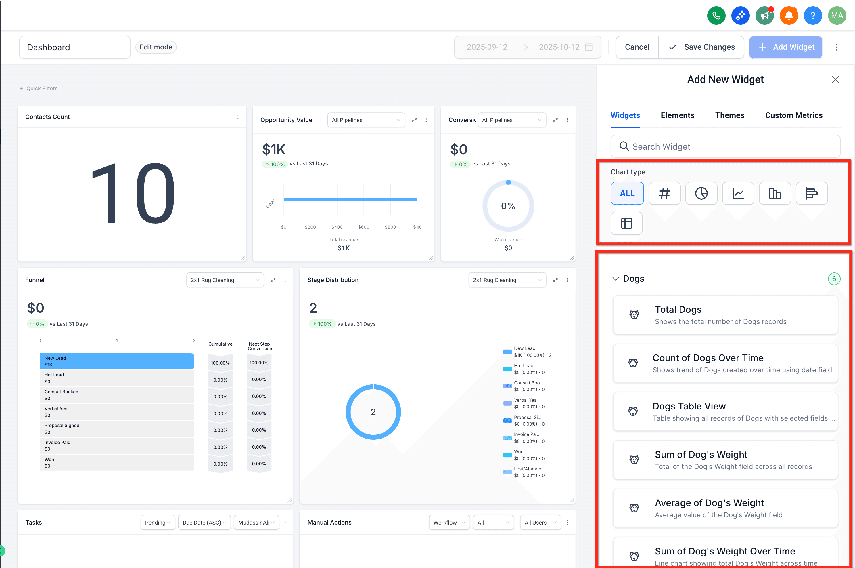 Schermata 3 — Dashboard: Widget e Insight per Oggetti Personalizzati