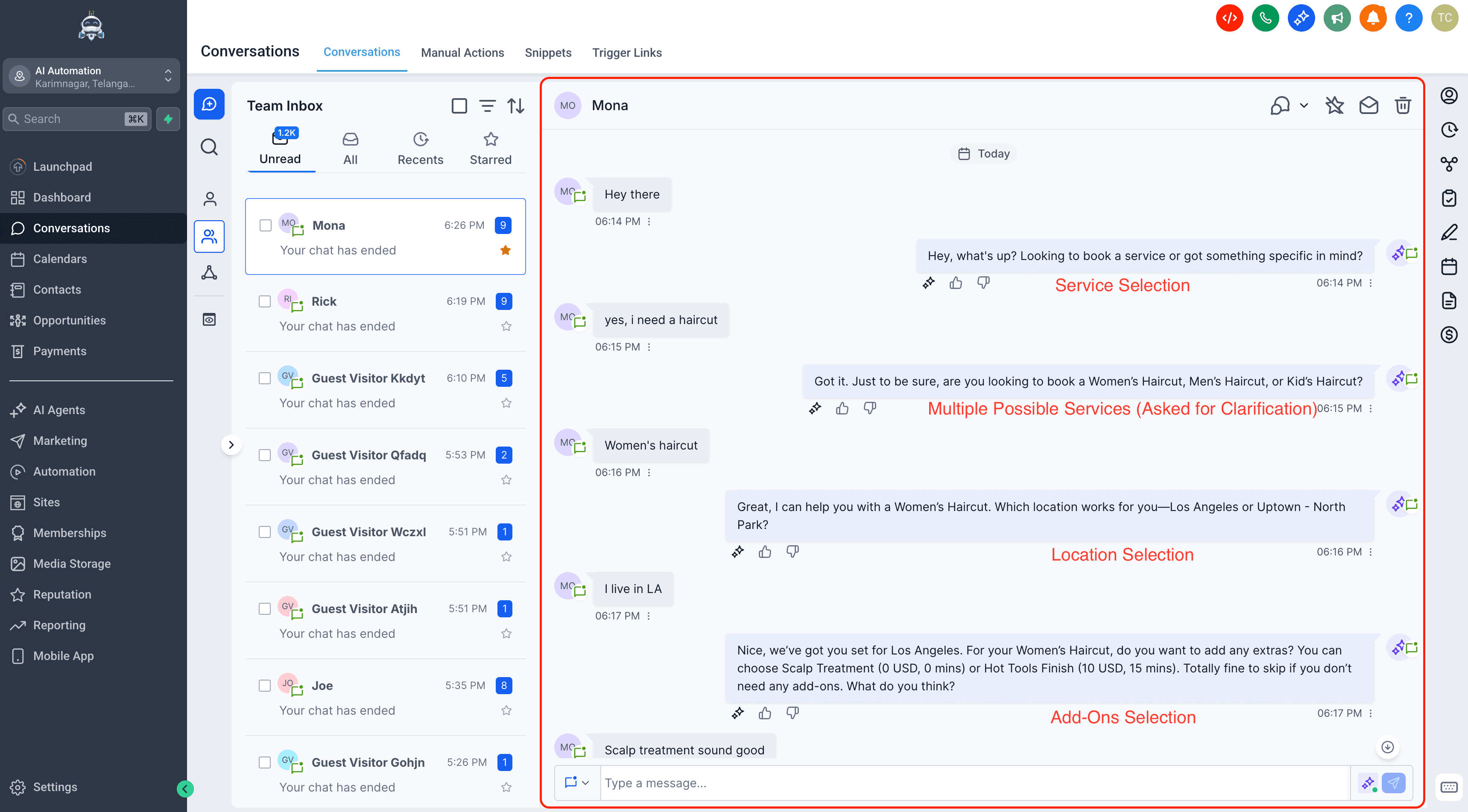 Schermata 7 — Supporto ai Calendari di Servizio in Conversation AI