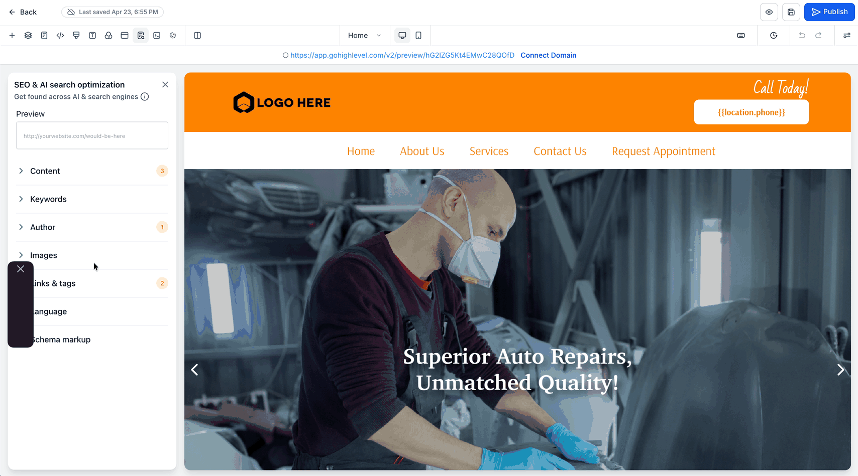 Schermata 3 — Come eliminare i Schema Markup in Funnel e Siti Web