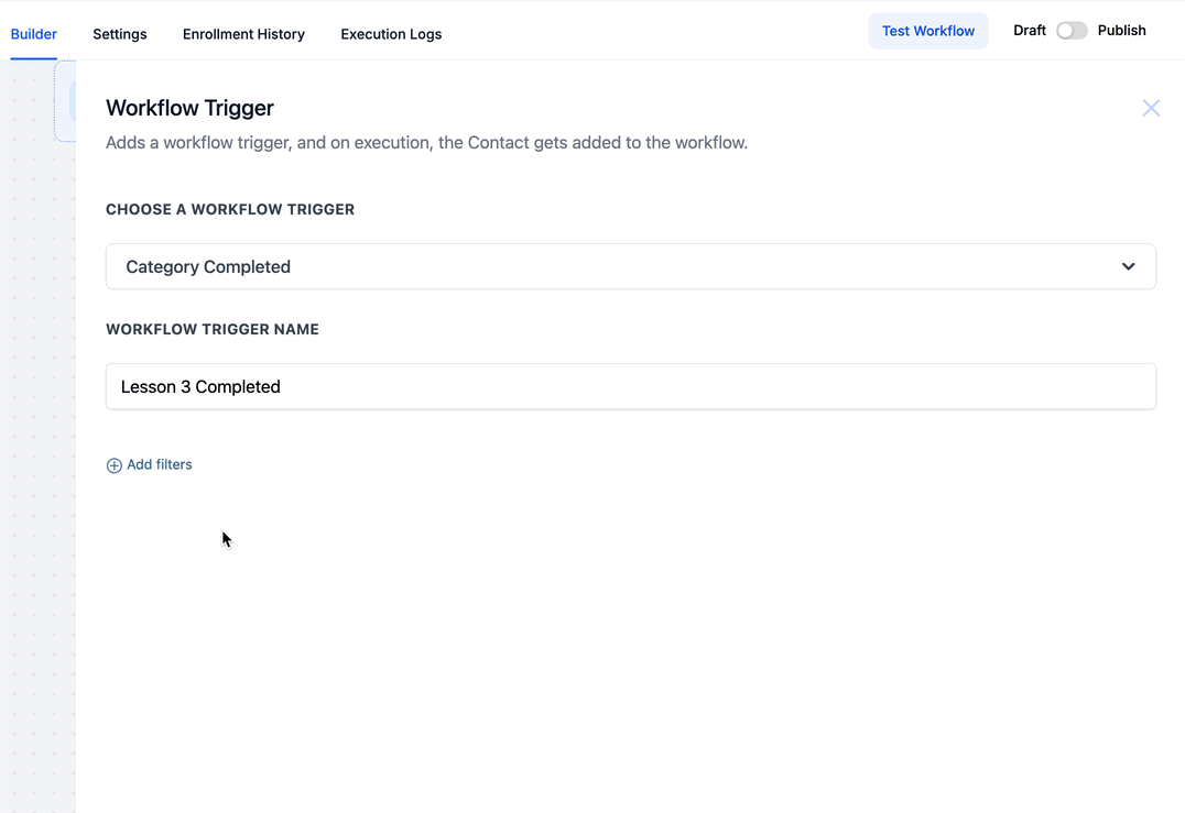 Schermata 4 — Workflow Trigger - Category Completed
