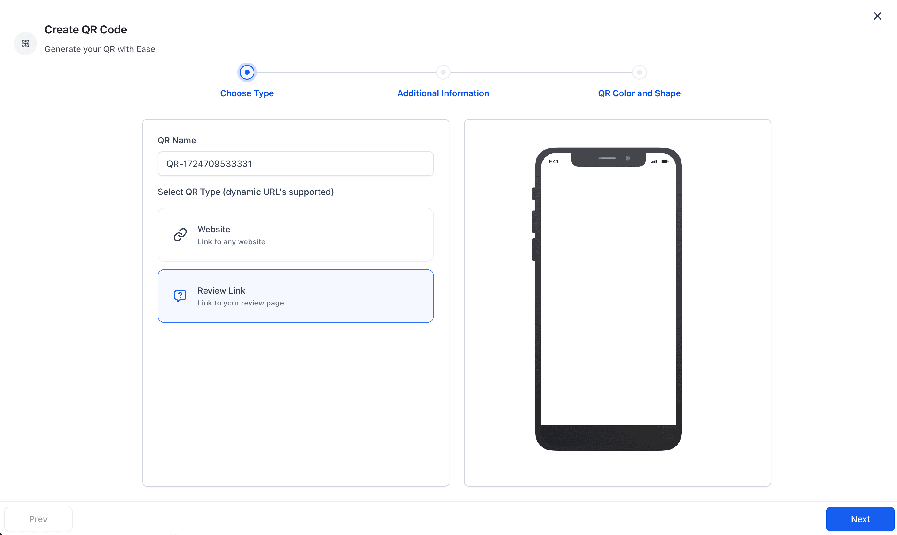 Schermata 2 — Come creare un codice QR collegato alla pagina delle recensioni