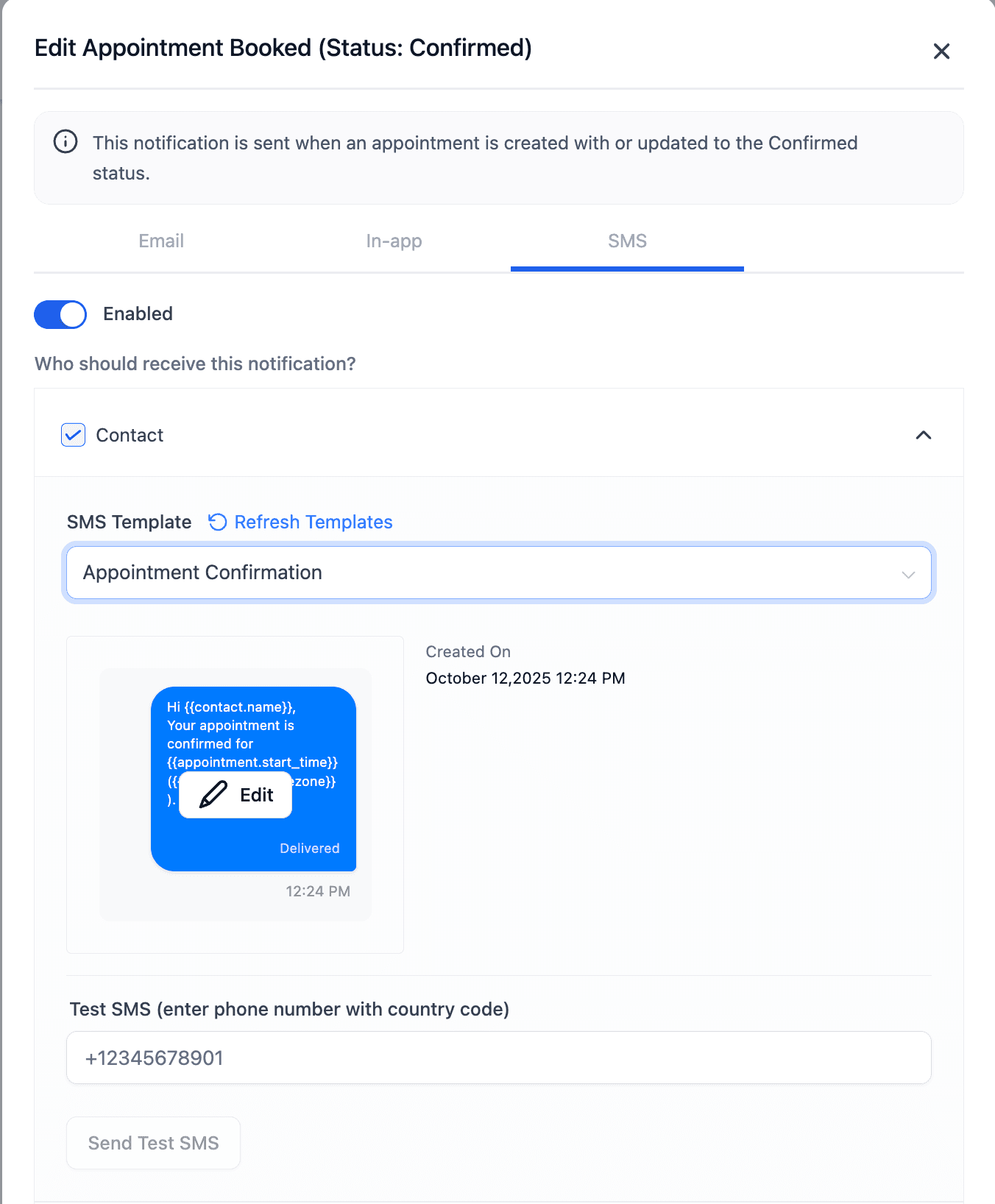 Schermata 12 — Calendario: Notifiche Appuntamenti via Email, In-App, SMS e WhatsApp
