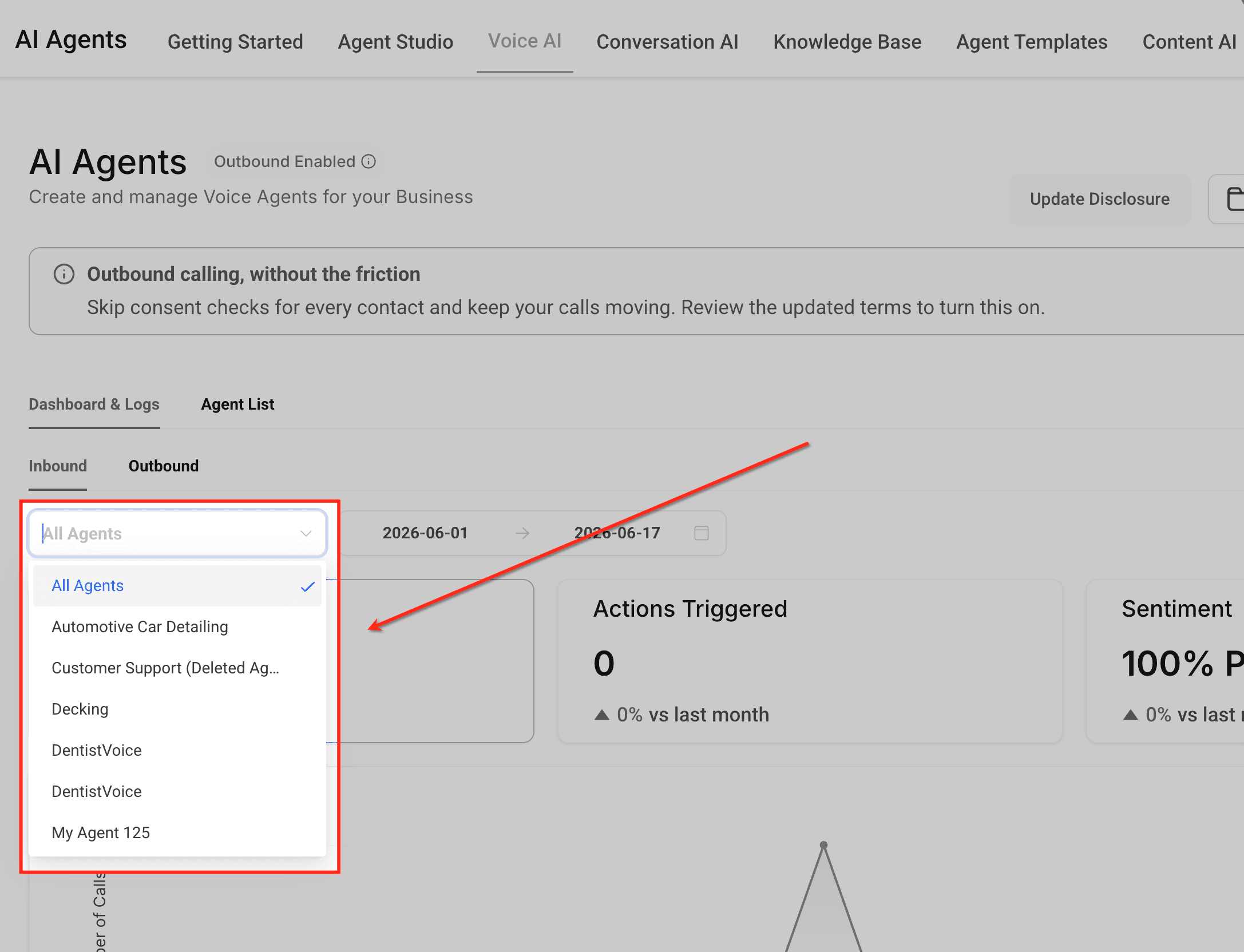 Schermata 3 — Come Visualizzare i Log delle Chiamate di Test nella Dashboard Voice AI