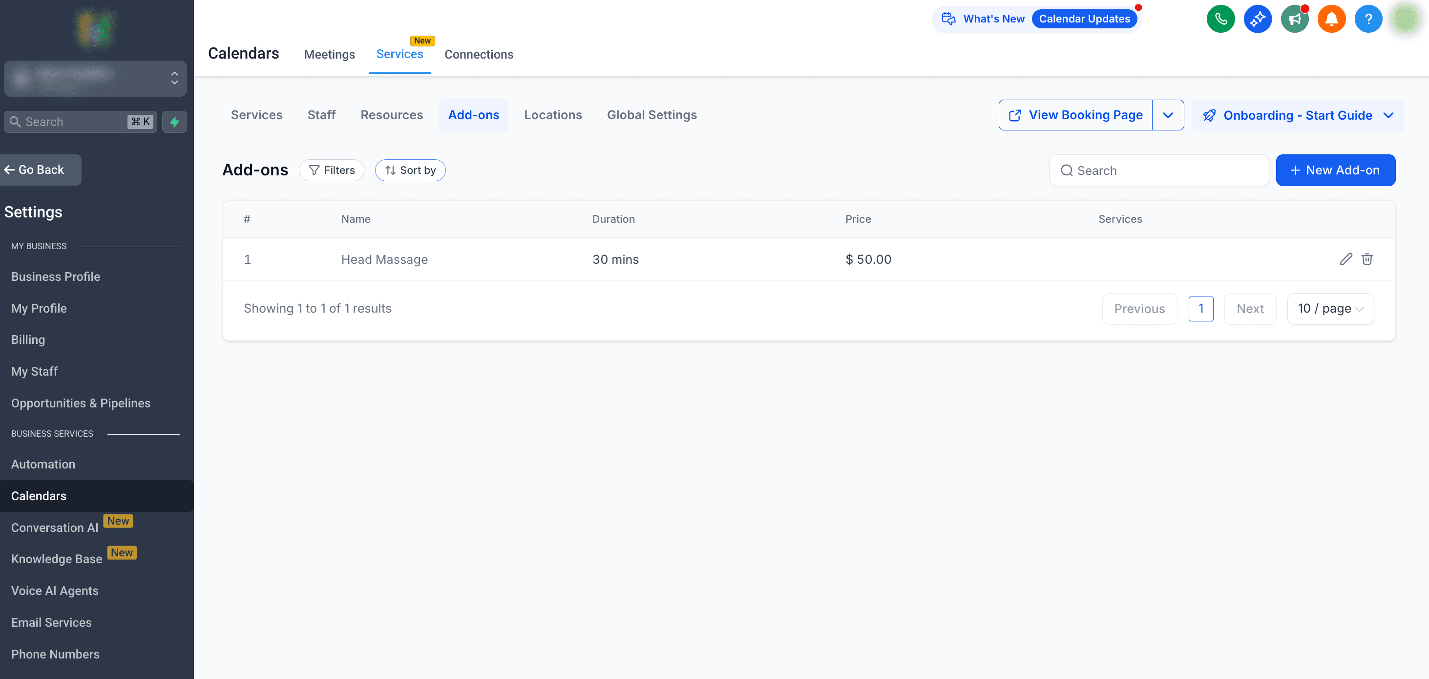 Schermata 2 — Add-on nei Servizi