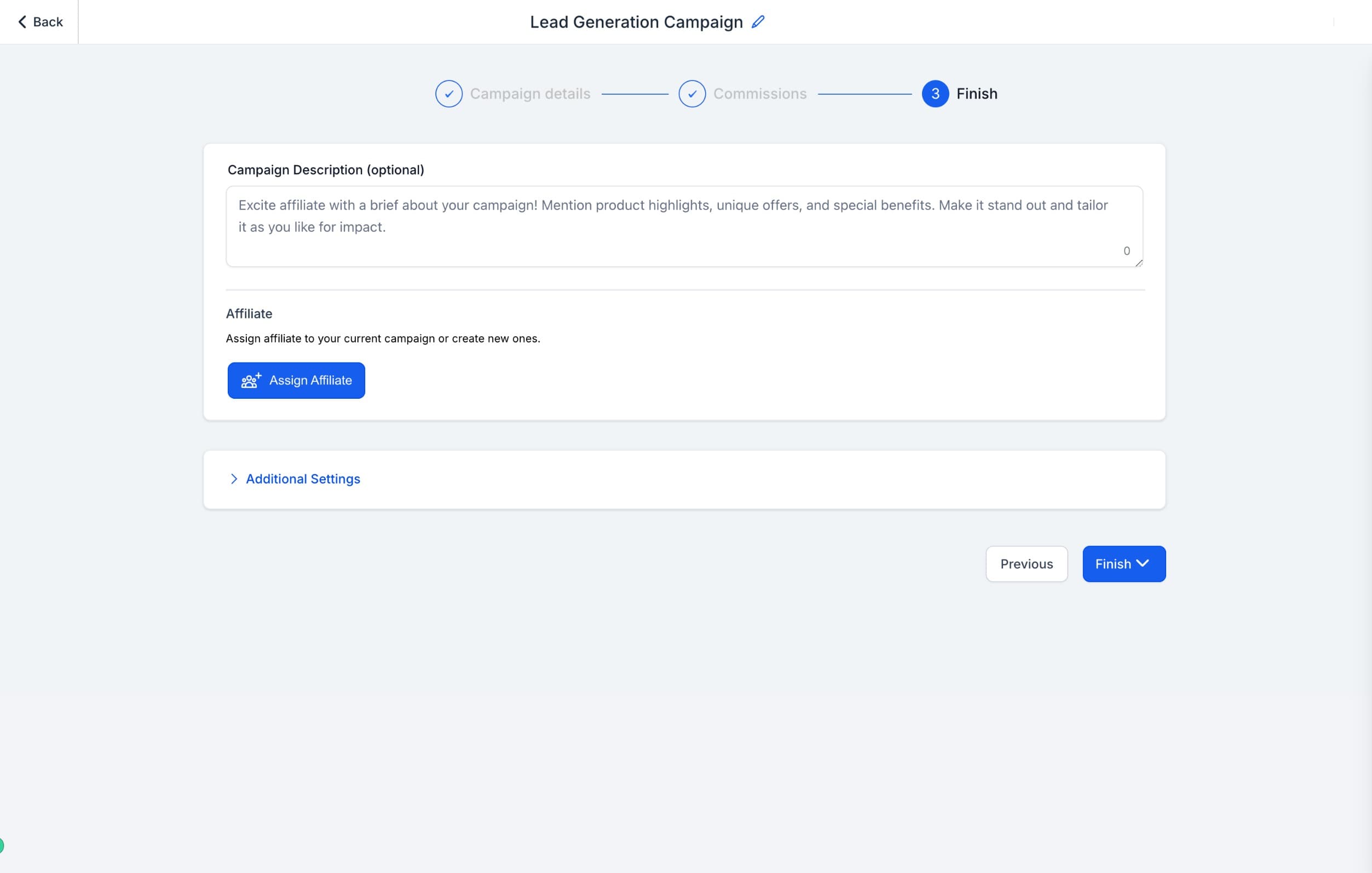 Schermata 4 — Come configurare e pagare gli affiliati per la generazione di lead