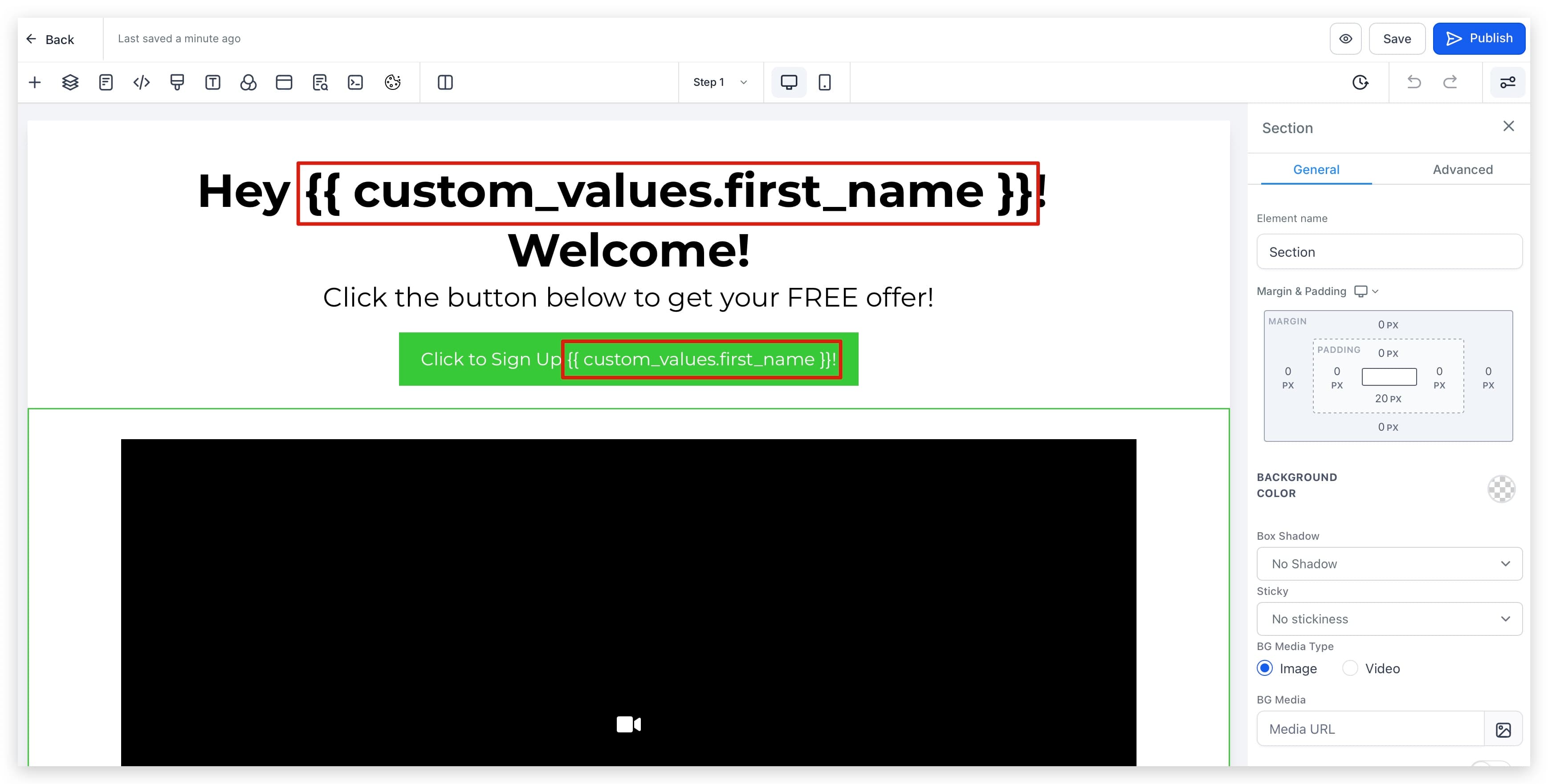 Schermata 9 — Come usare i Custom Values