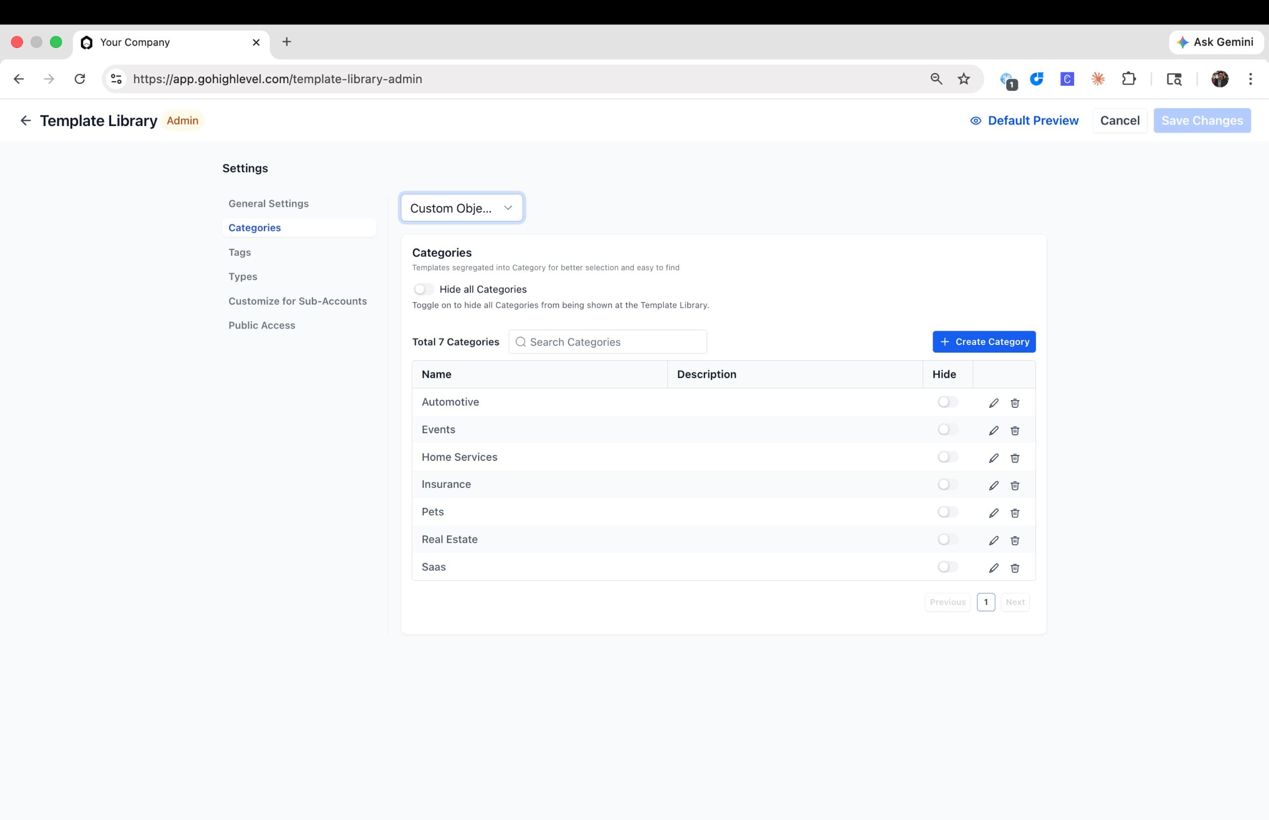 Schermata 8 — Template di Oggetti Personalizzati: Configurazione CRM Pronta in Un Clic