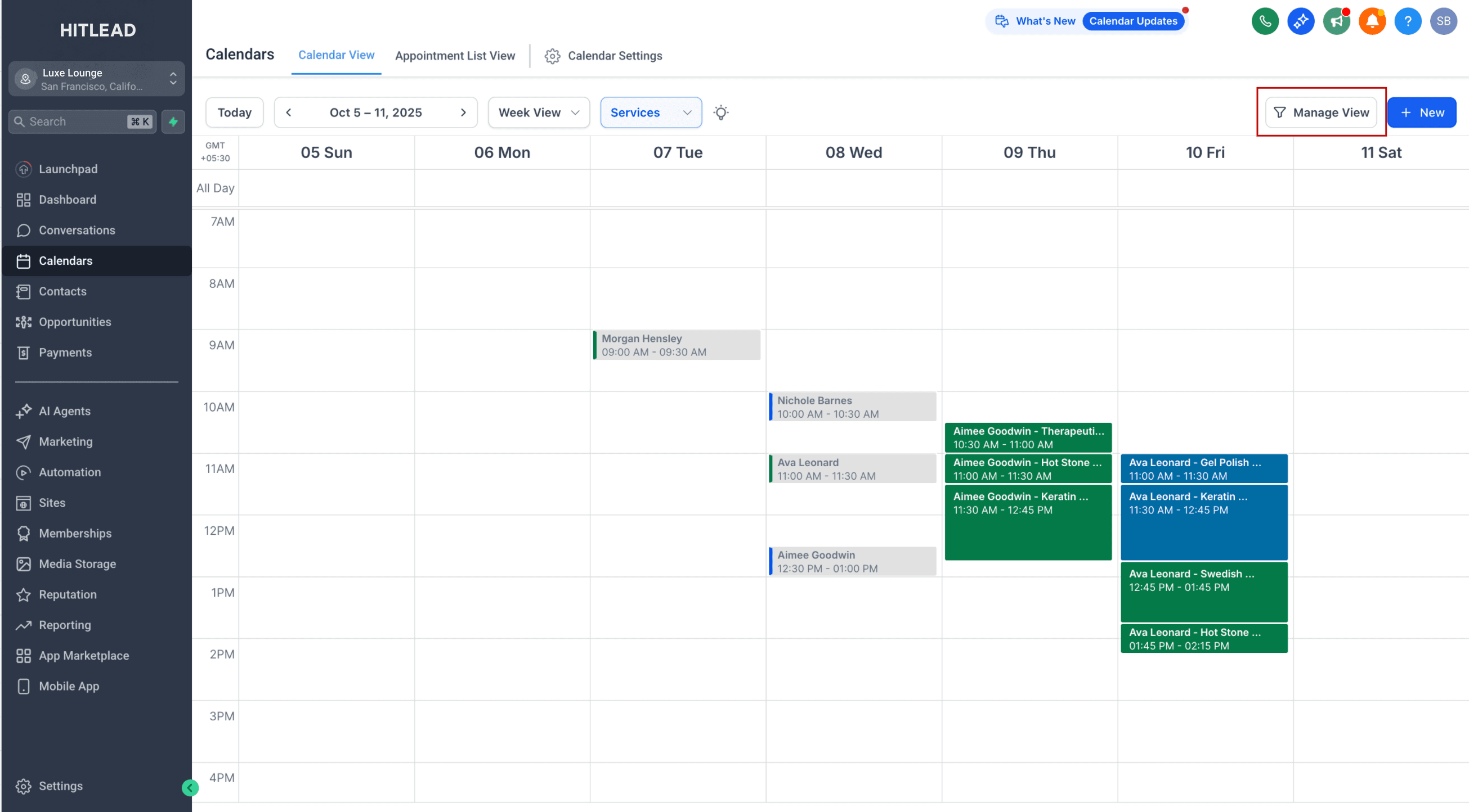 Schermata 5 — Vista Calendario - Servizi