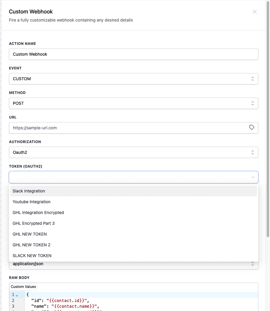 Schermata 3 — Workflow - OAuth2 nel Webhook Personalizzato