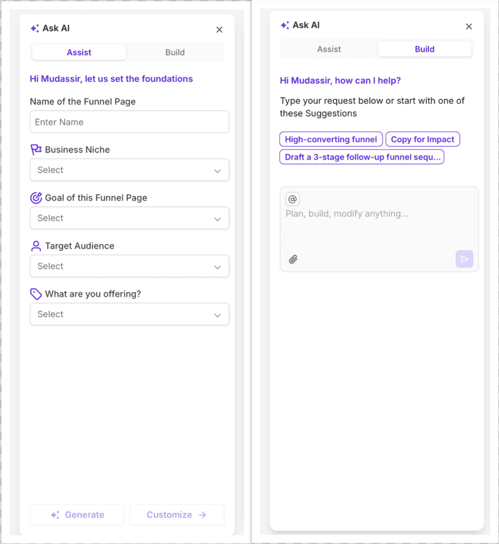 Schermata 9 — Funnel & Website AI