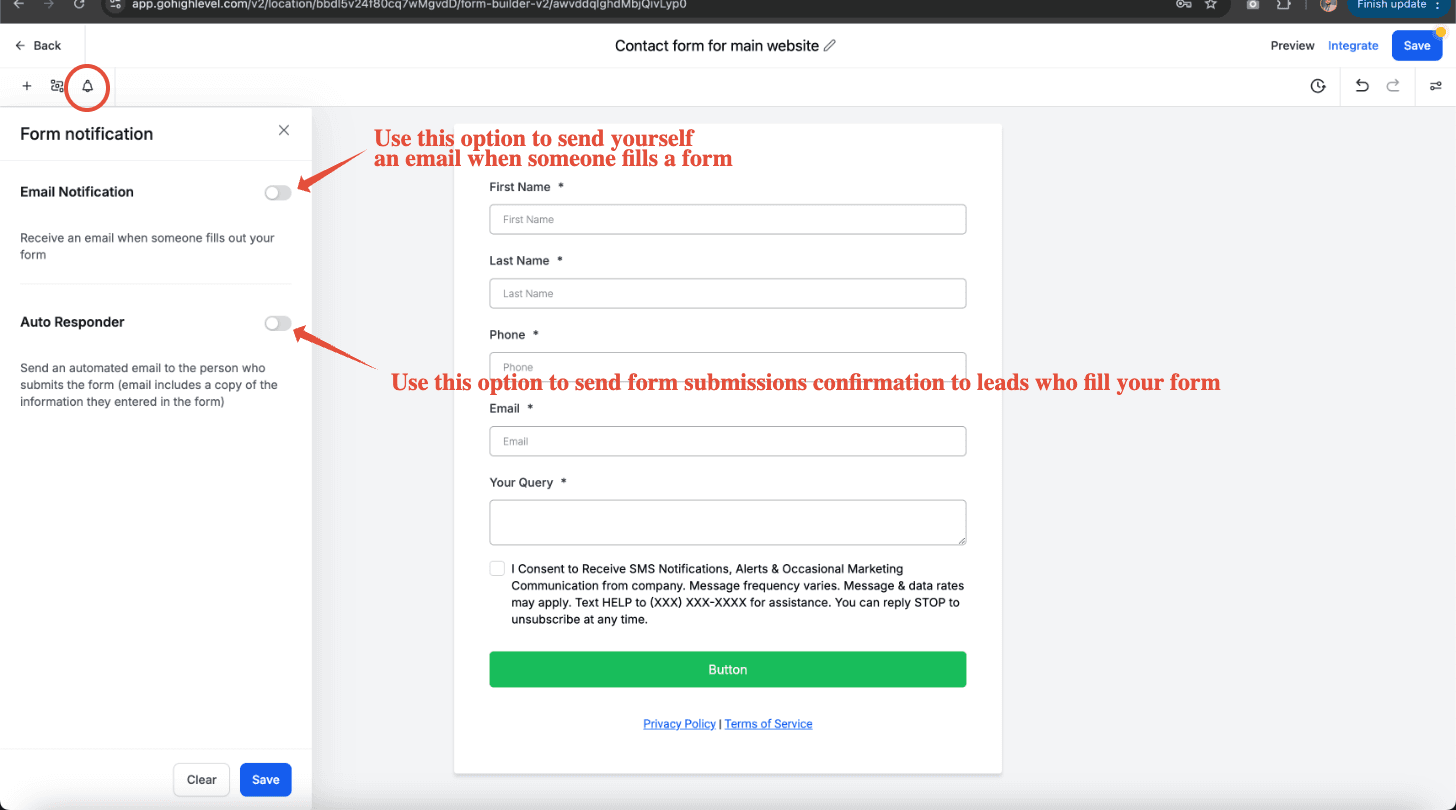 Schermata 9 — Come creare un Form di contatto in HITLEAD?