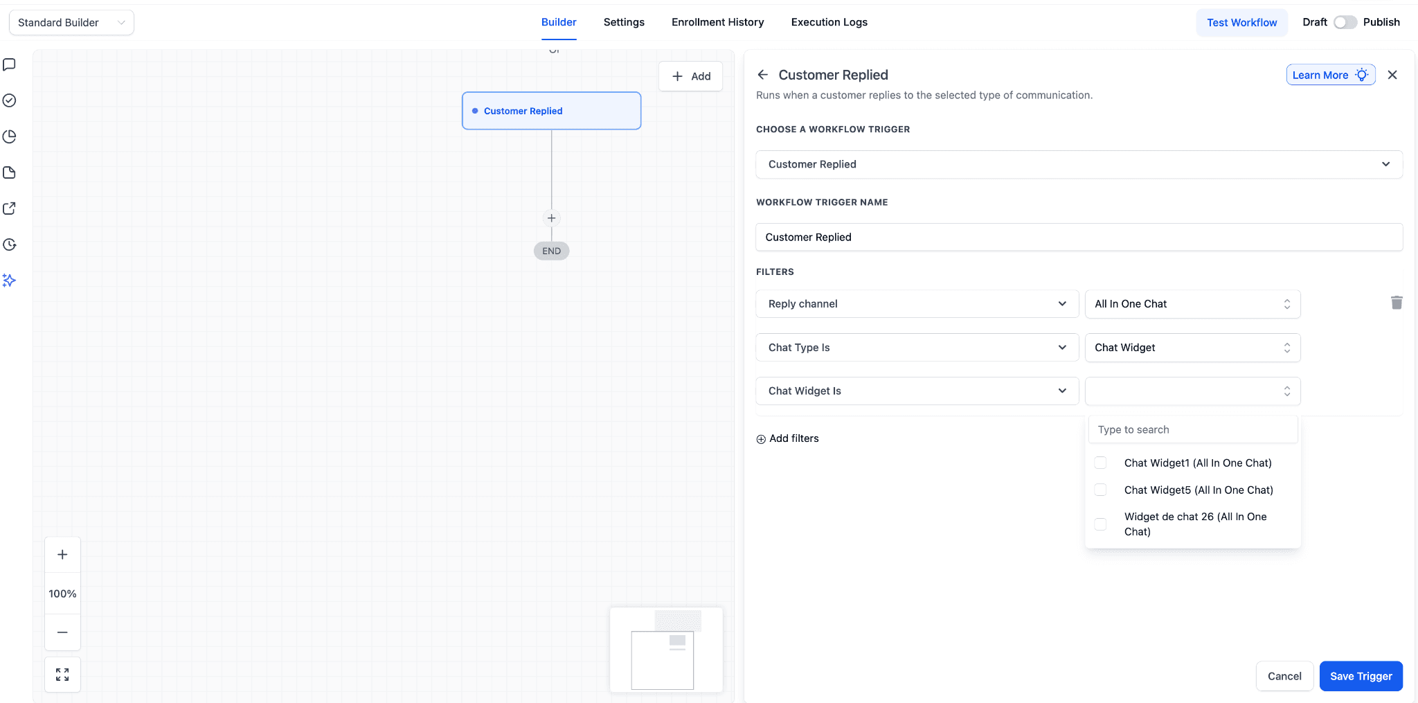 Schermata 3 — Automatizzare le risposte dei clienti da un Chat Widget All-in-One