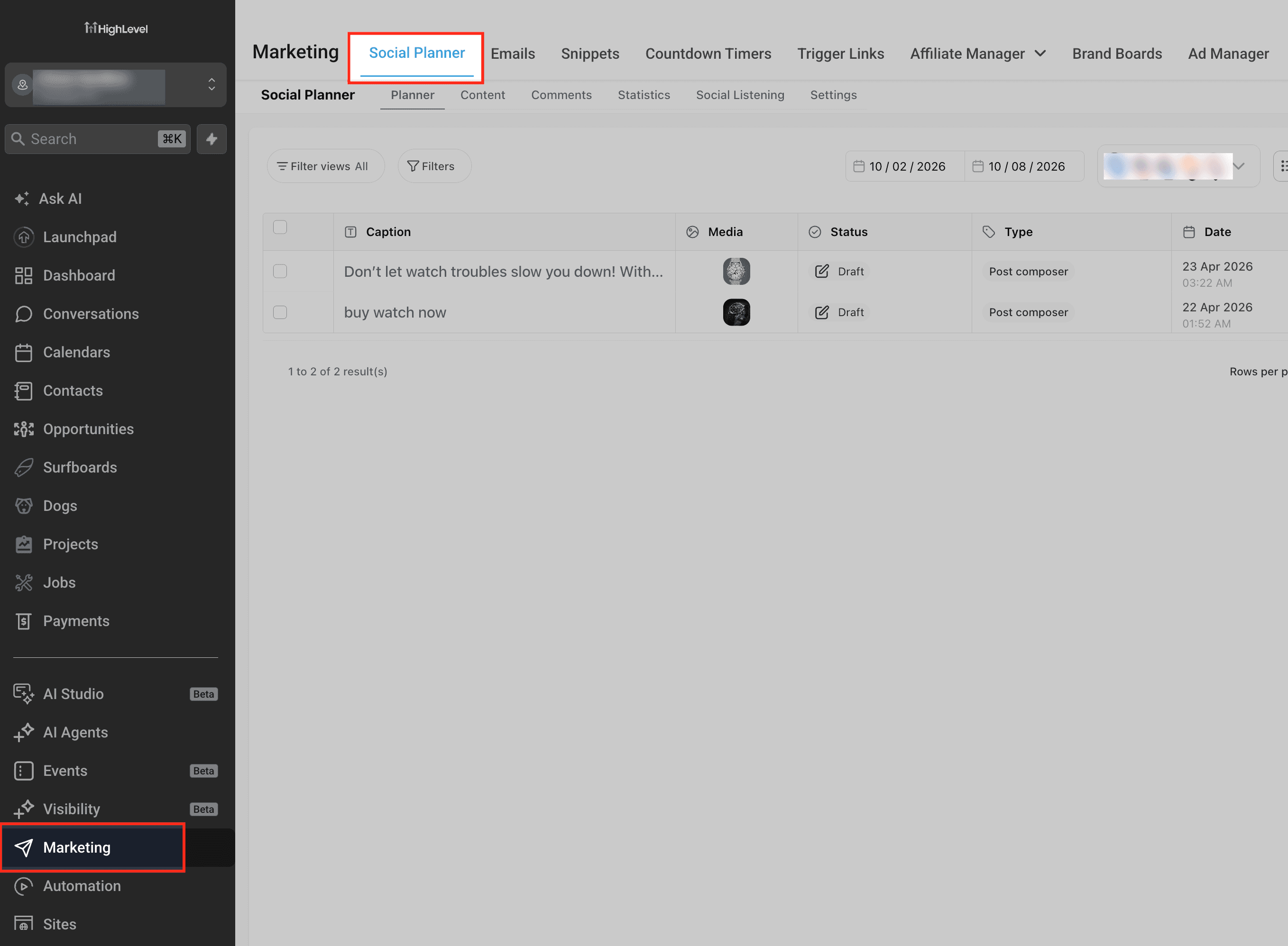 Schermata 1 — Come usare la funzione Modifica con Ask AI nel Social Planner