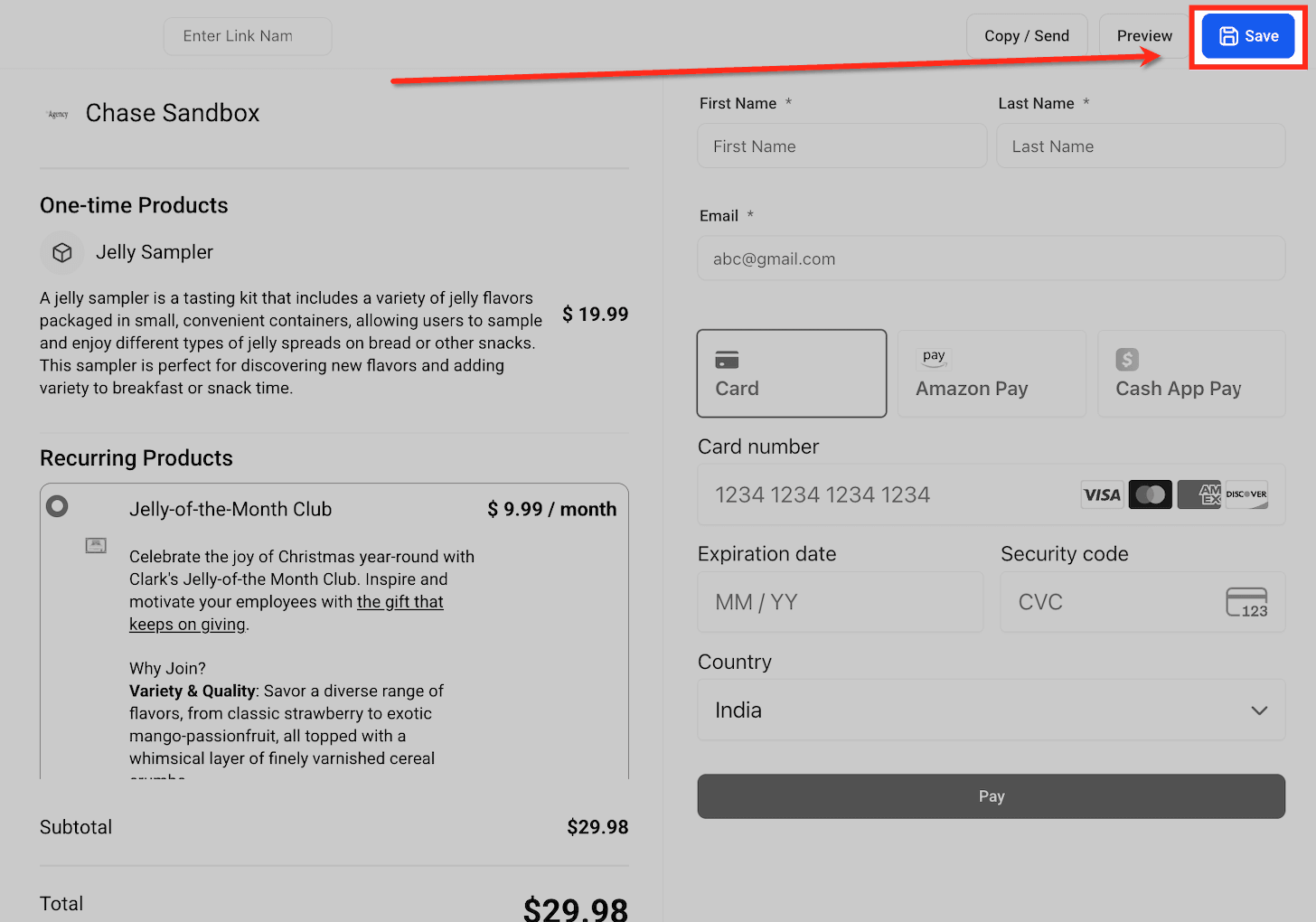 Schermata 20 — Come configurare un Payment Link per più prodotti (una tantum e ricorrenti)