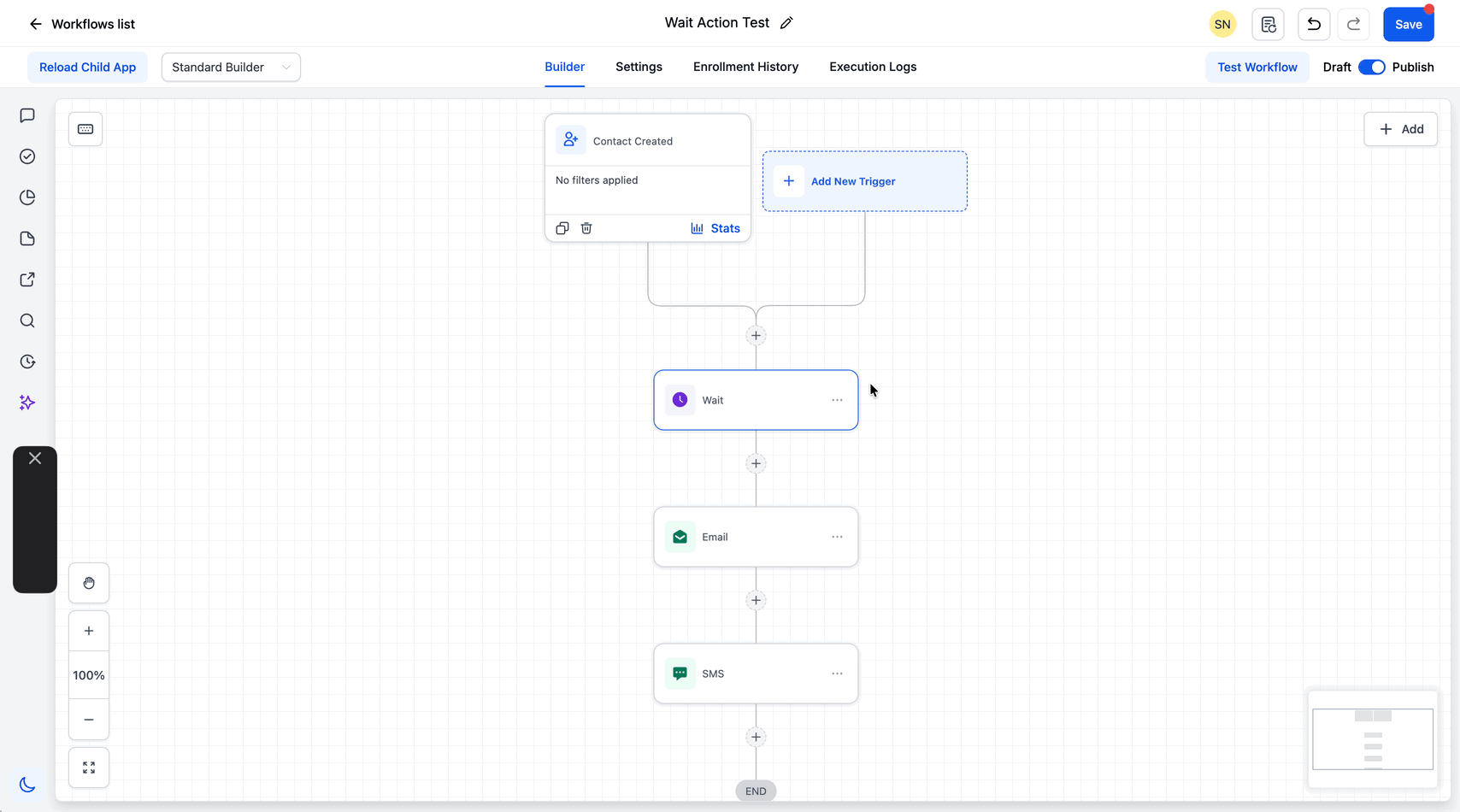Schermata 4 — Azione Workflow - Wait