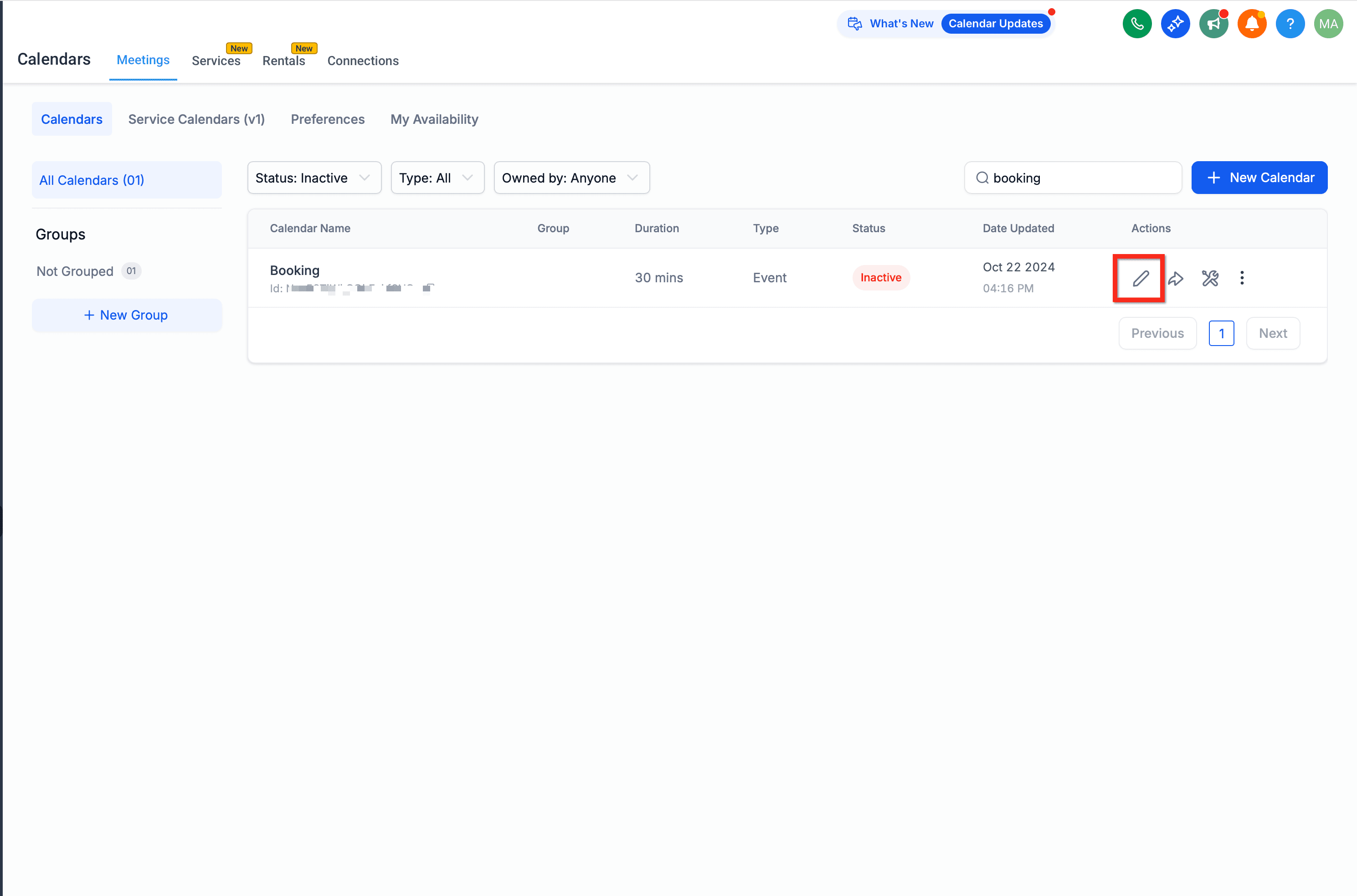Screenshot impostazioni calendario