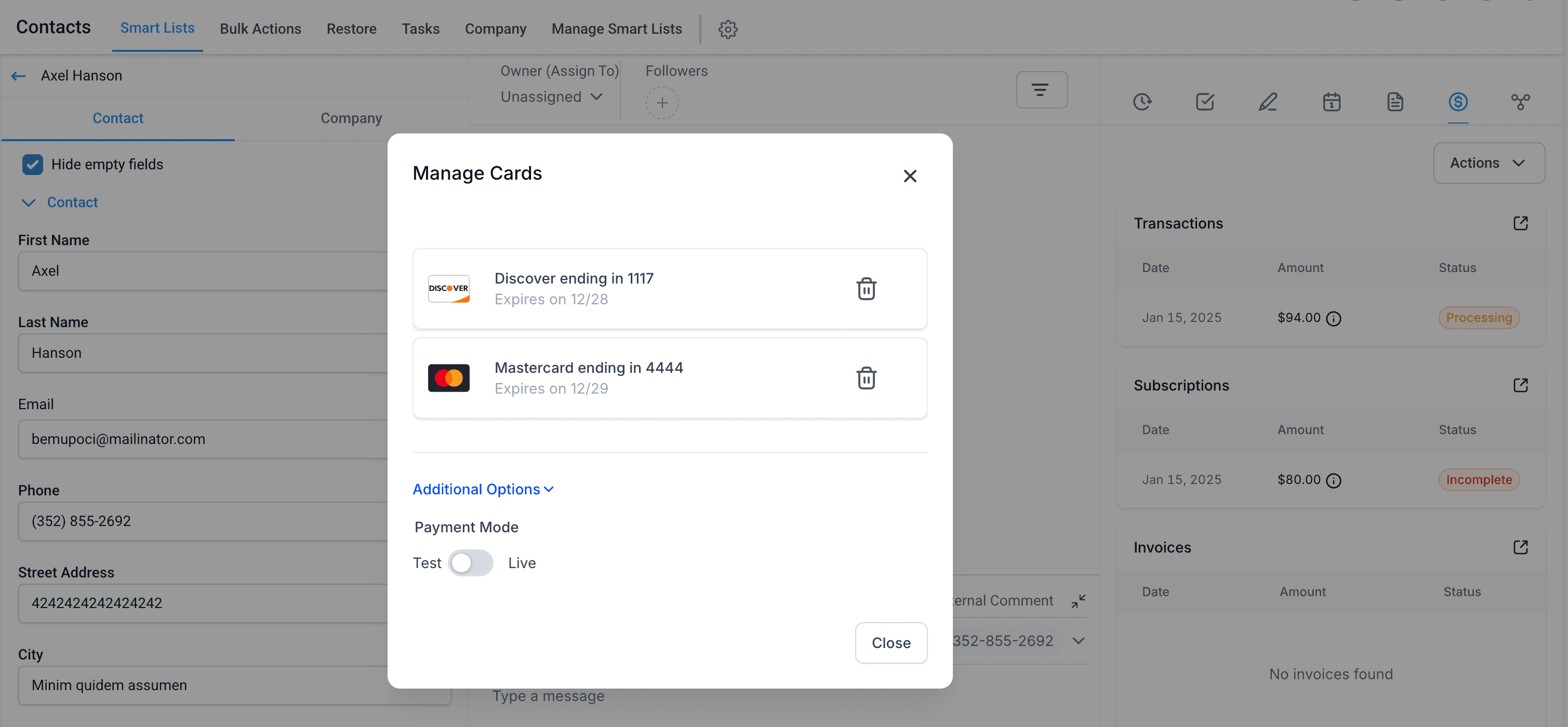 Schermata 3 — Come aggiungere e gestire le carte di pagamento dei tuoi clienti