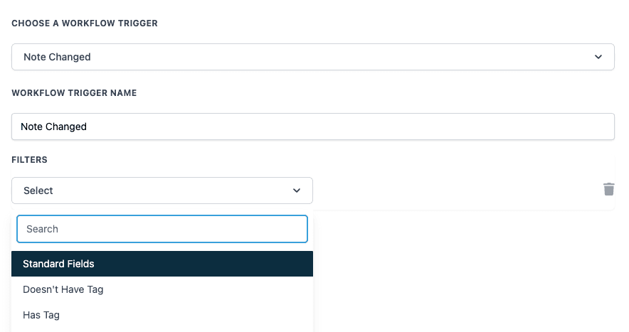 Schermata 1 — Workflow Trigger - Note Changed