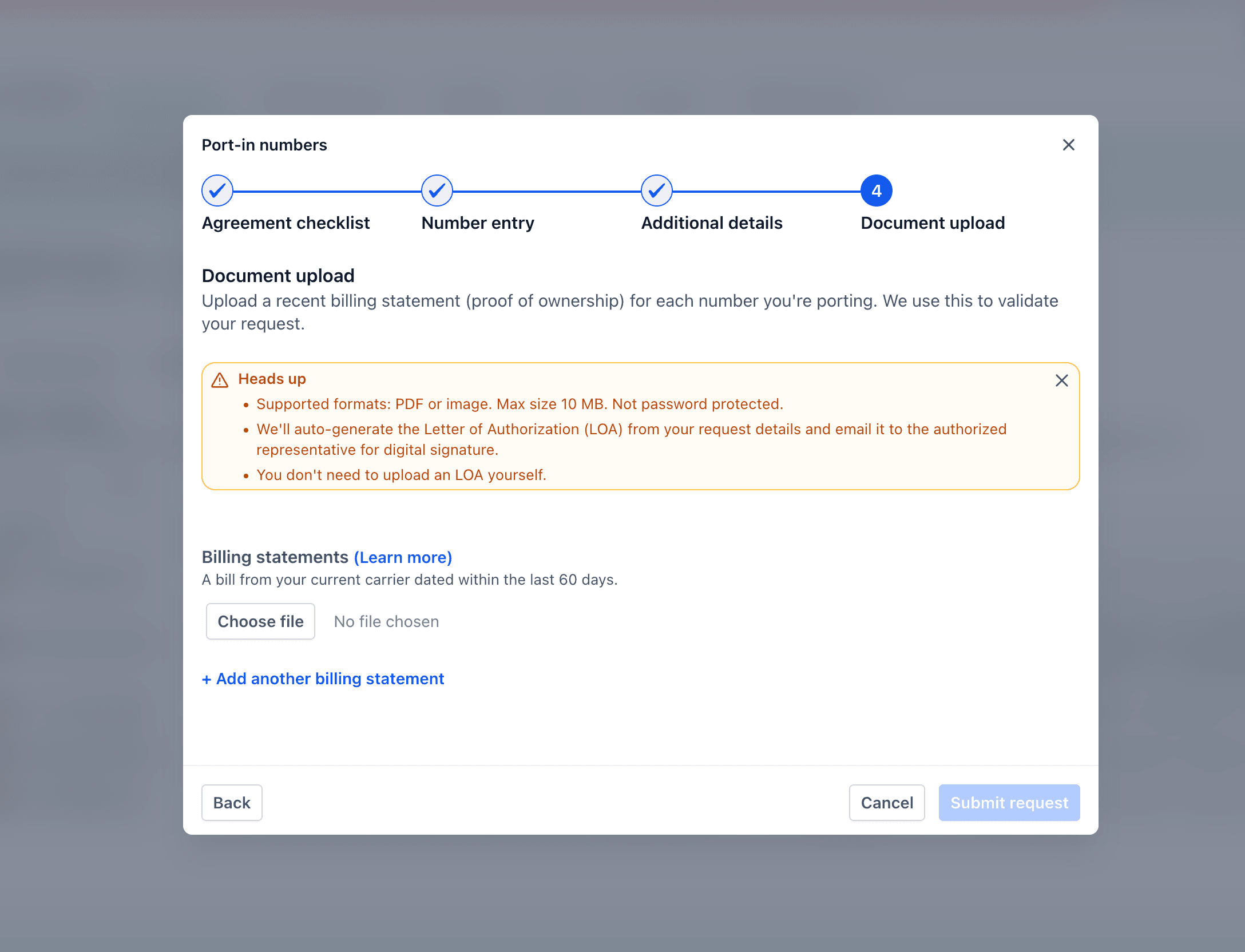 Schermata 4 — Opzioni di Porting: Processo In-App (USA) vs Processo Manuale Internazionale