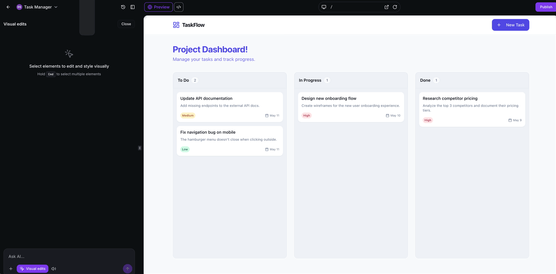 Schermata 4 — Modifiche Visive in AI Studio