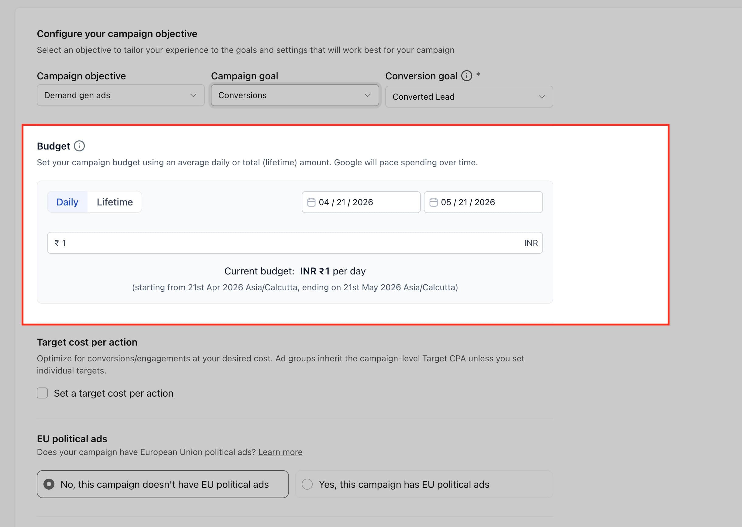 Schermata 4 — Come creare campagne Google Demand Gen in Ad Manager