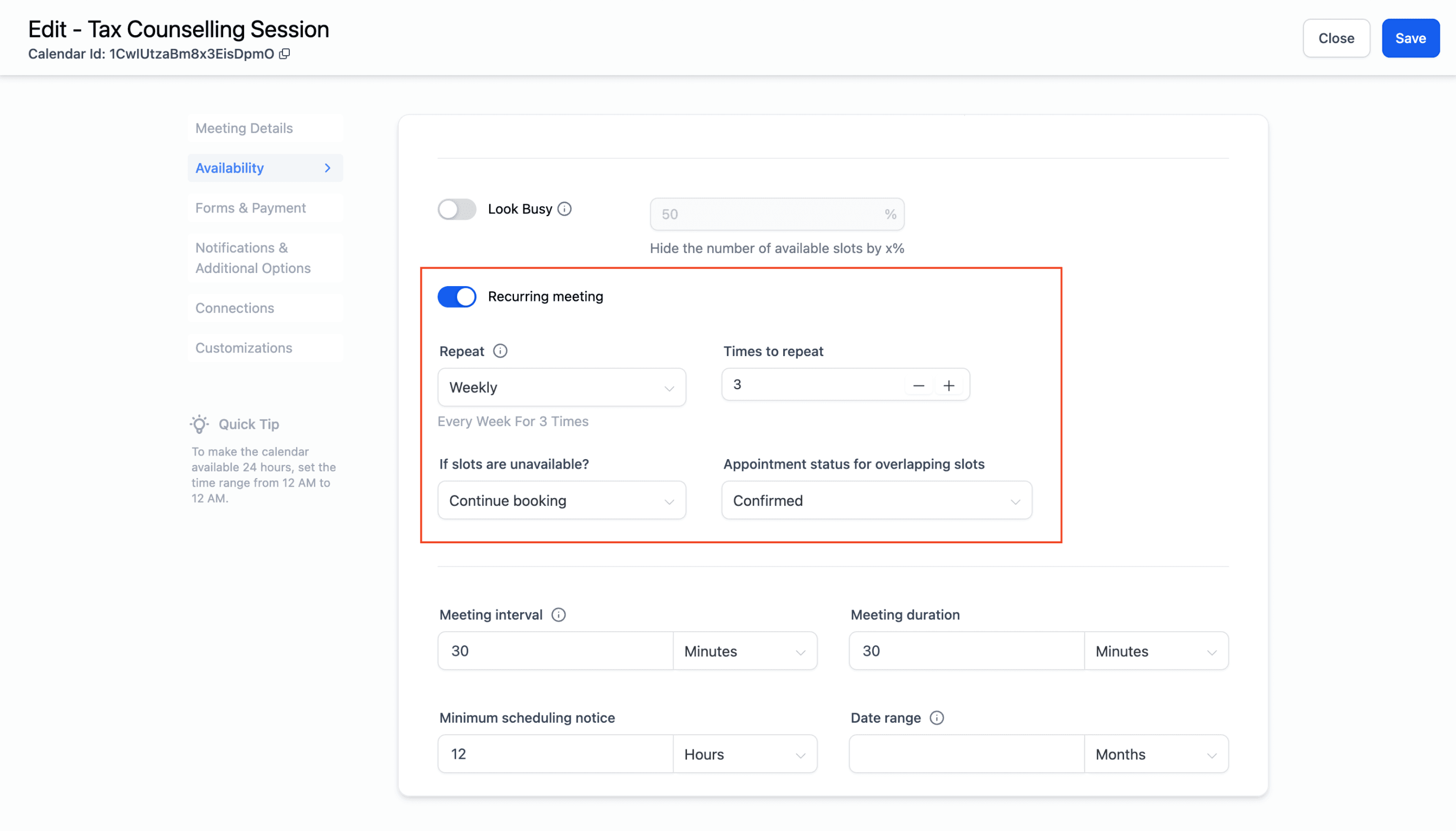 Schermata 1 — Raccogliere Pagamenti con Appuntamenti Ricorrenti (Booking Widget)