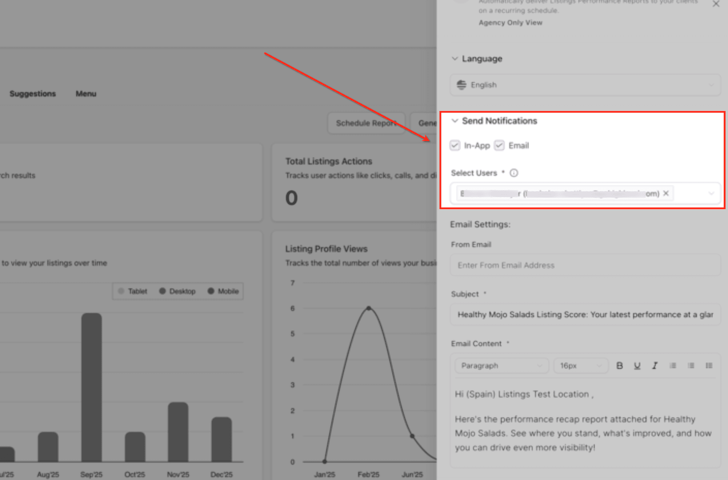 Schermata 9 — Come pianificare e automatizzare i report di performance per le schede aziendali online